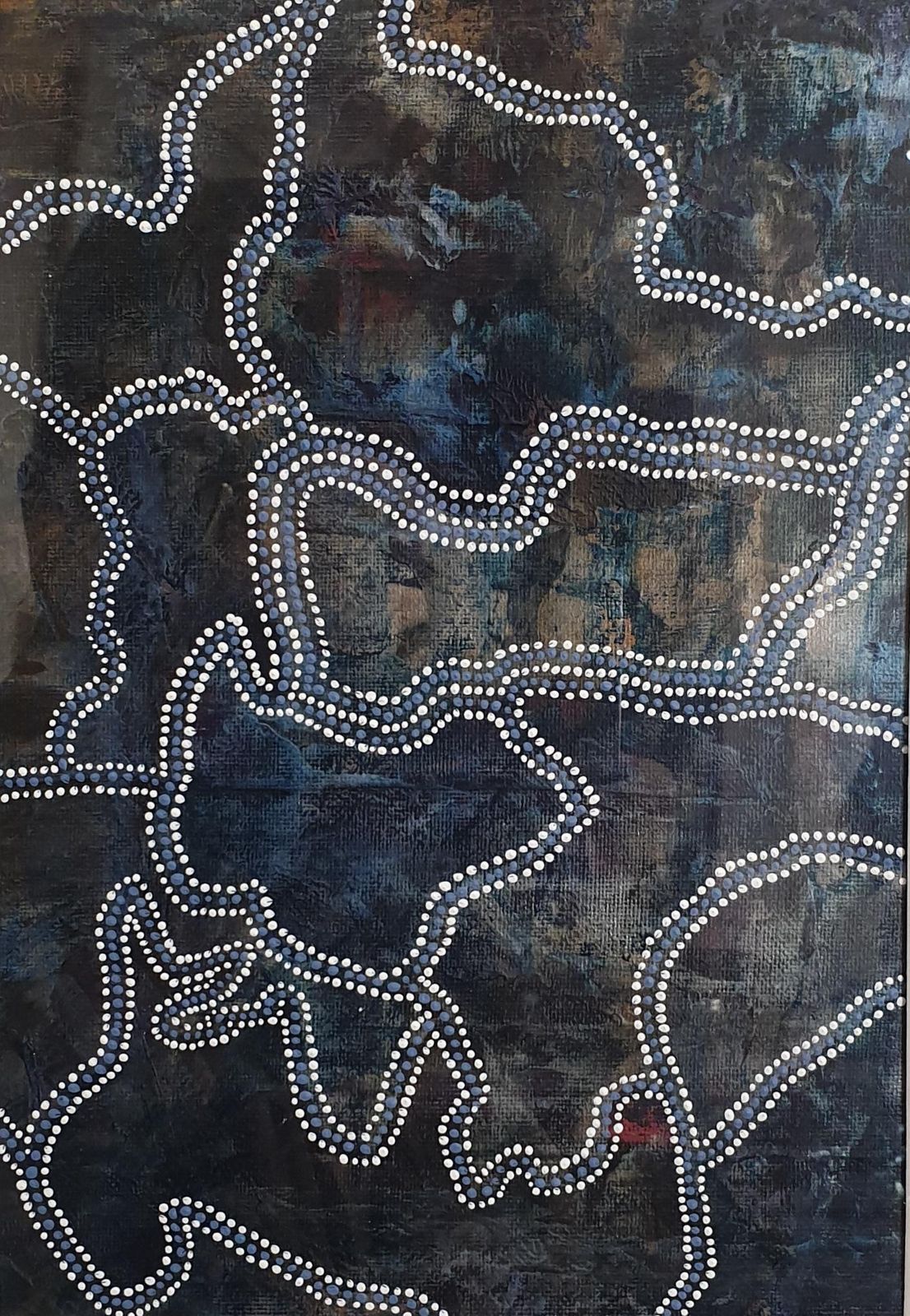 Menno Moddermancontemporary Aboriginal Inspired Abstract. Acrylic On Linen On Card.2020