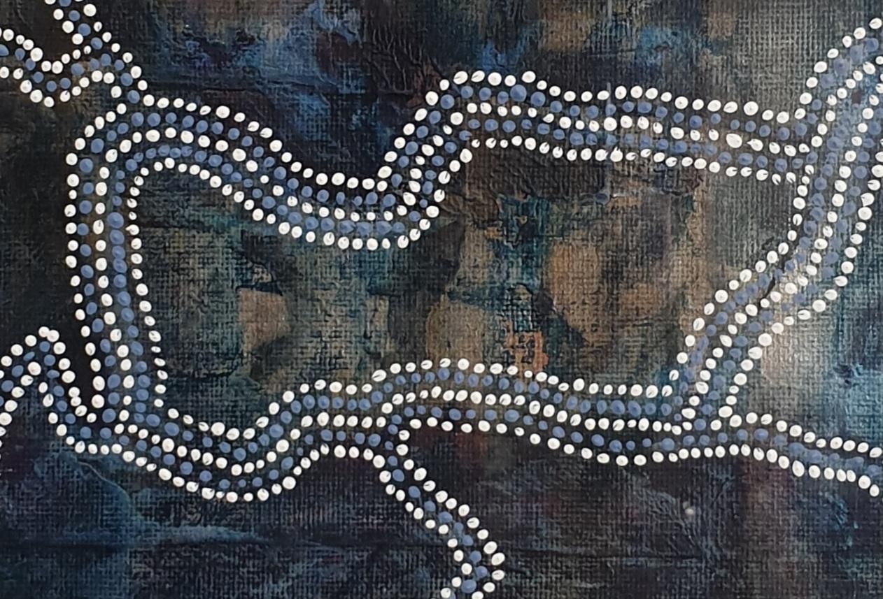 Menno Moddermancontemporary Aboriginal Inspired Abstract. Acrylic On Linen On Card.2020 photo for sale