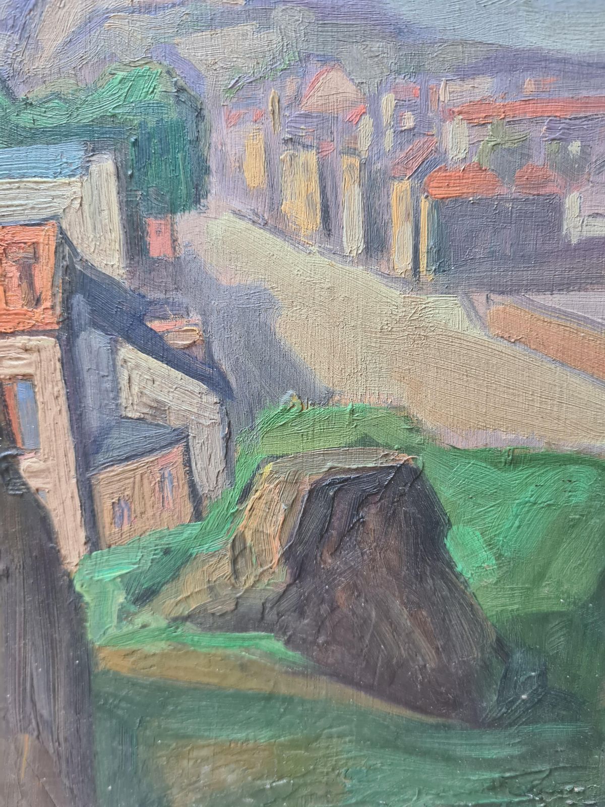 Jacques Buecherfrench Impressionist Oil On Panel Landscape, Lourdes1939 photo for sale