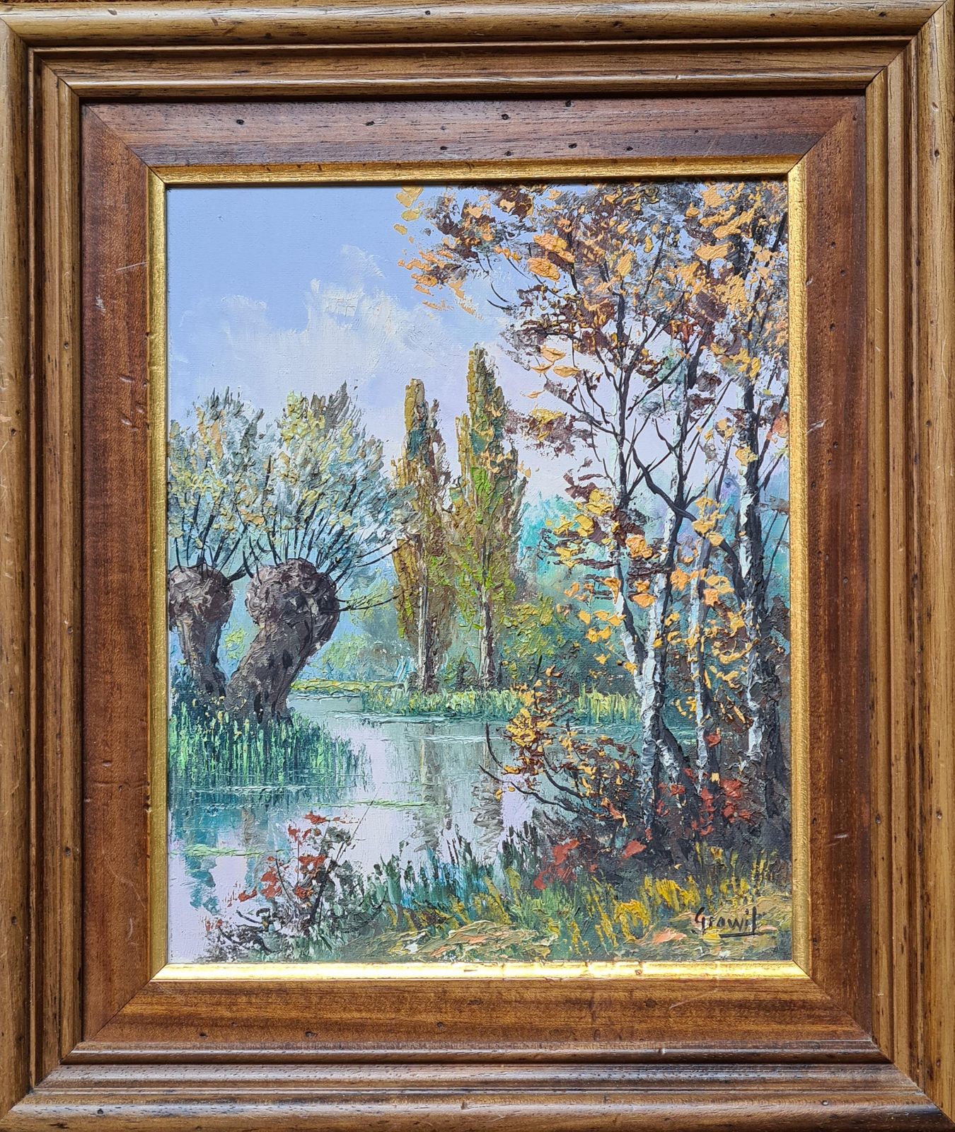 Maurice Schwab Aka 'Grawil''A River Runs Through It', Summer By The Riverbank. Oil On Canvas. photo furniture