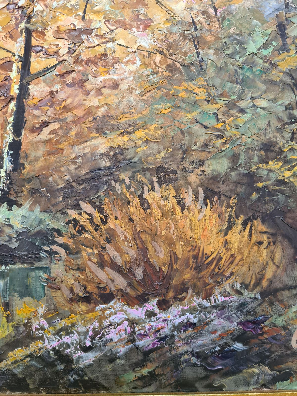 G Lorique'autumn At The Riverbank', Large Scale French Rural Landscape. Oil On Canvas. photo buy