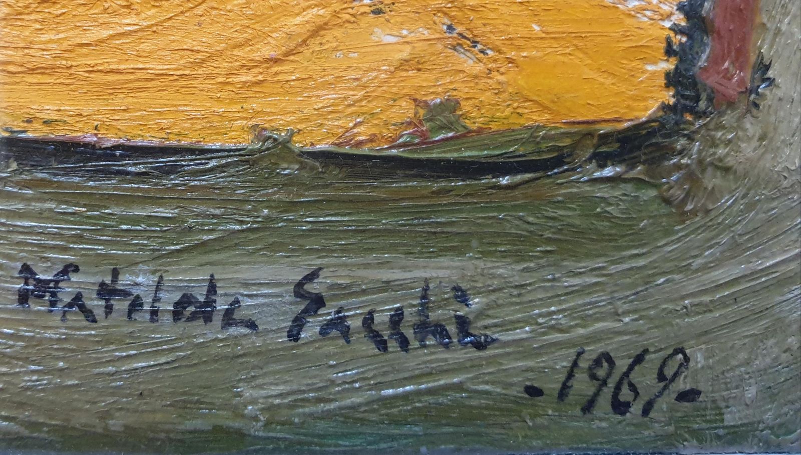 Matilde Sacchimid Century Tablescape In Orange. Oil On Canvas On Board.1969 photo vinterior