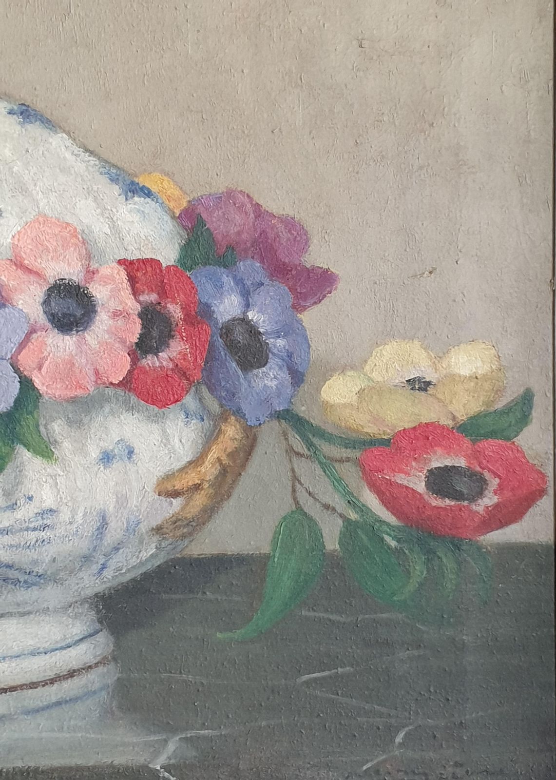 Unknown French Impressionist Still Life, Oil On Board, 'Flowers And Faïance'. photo buy