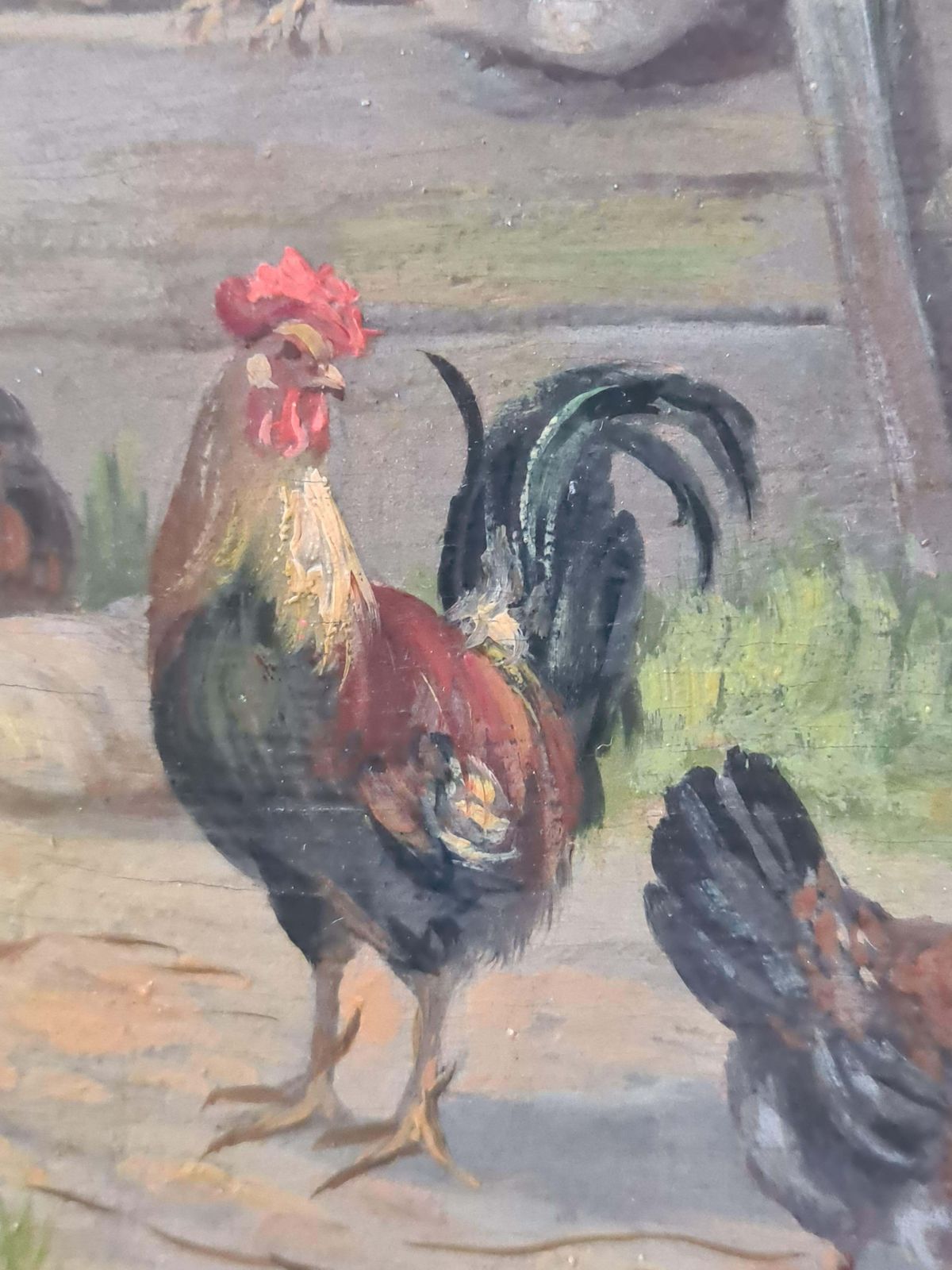 H Tikatfrench Oil On Panel Rural Landscape, Chickens And Ducks In A Farmyard.1920s photo Art