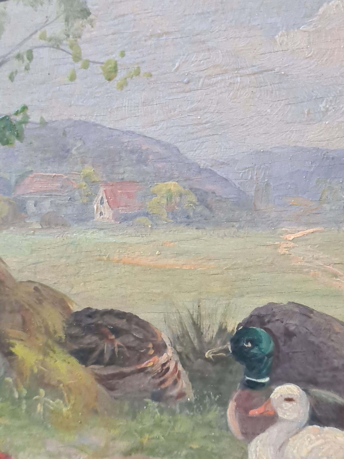 H Tikatfrench Oil On Panel Rural Landscape, Chickens And Ducks In A Farmyard.1920s photo buy