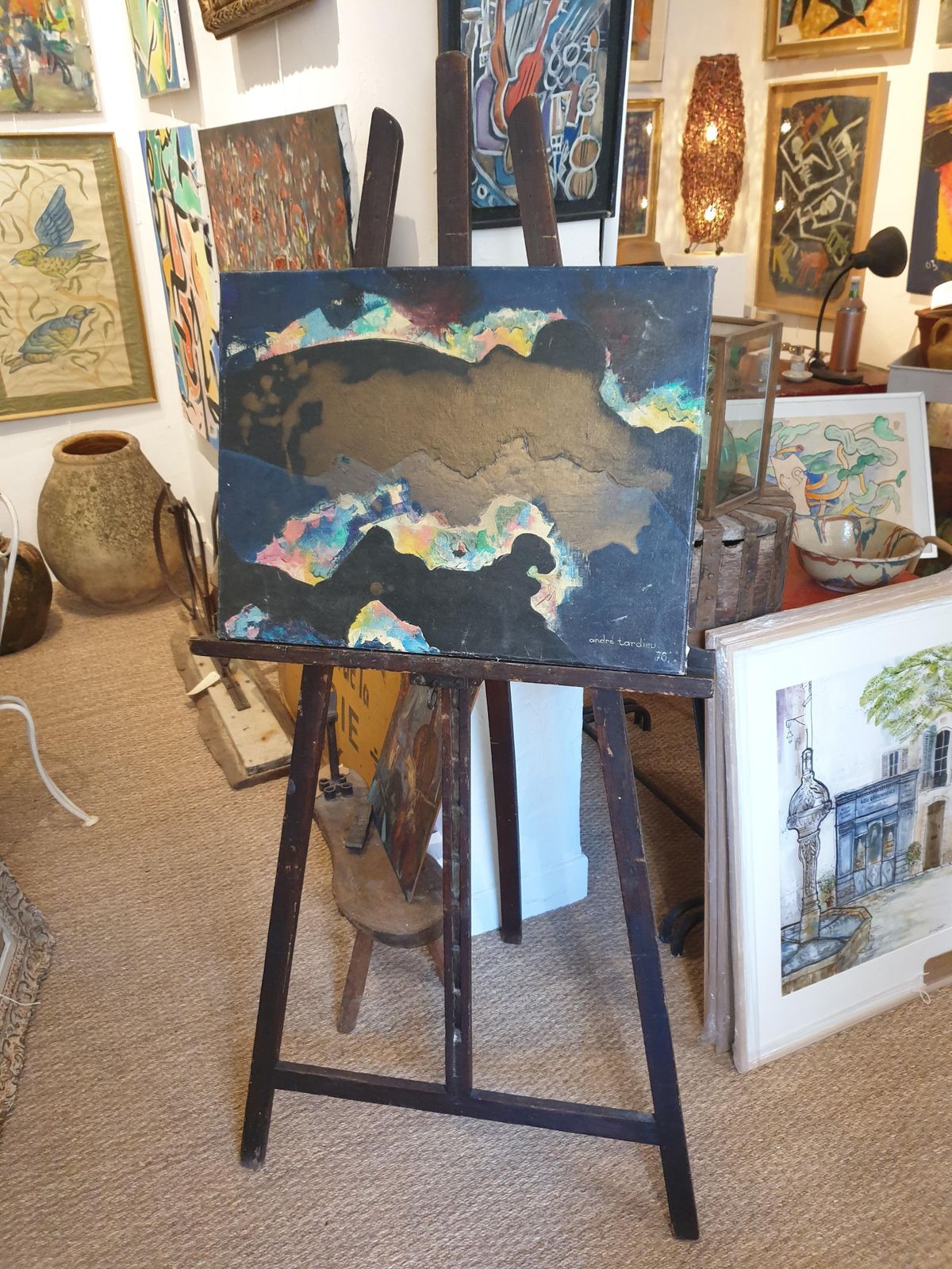 André Tardieumid Century Abstract Expressionist Oil On Canvas.1976 photo for sale