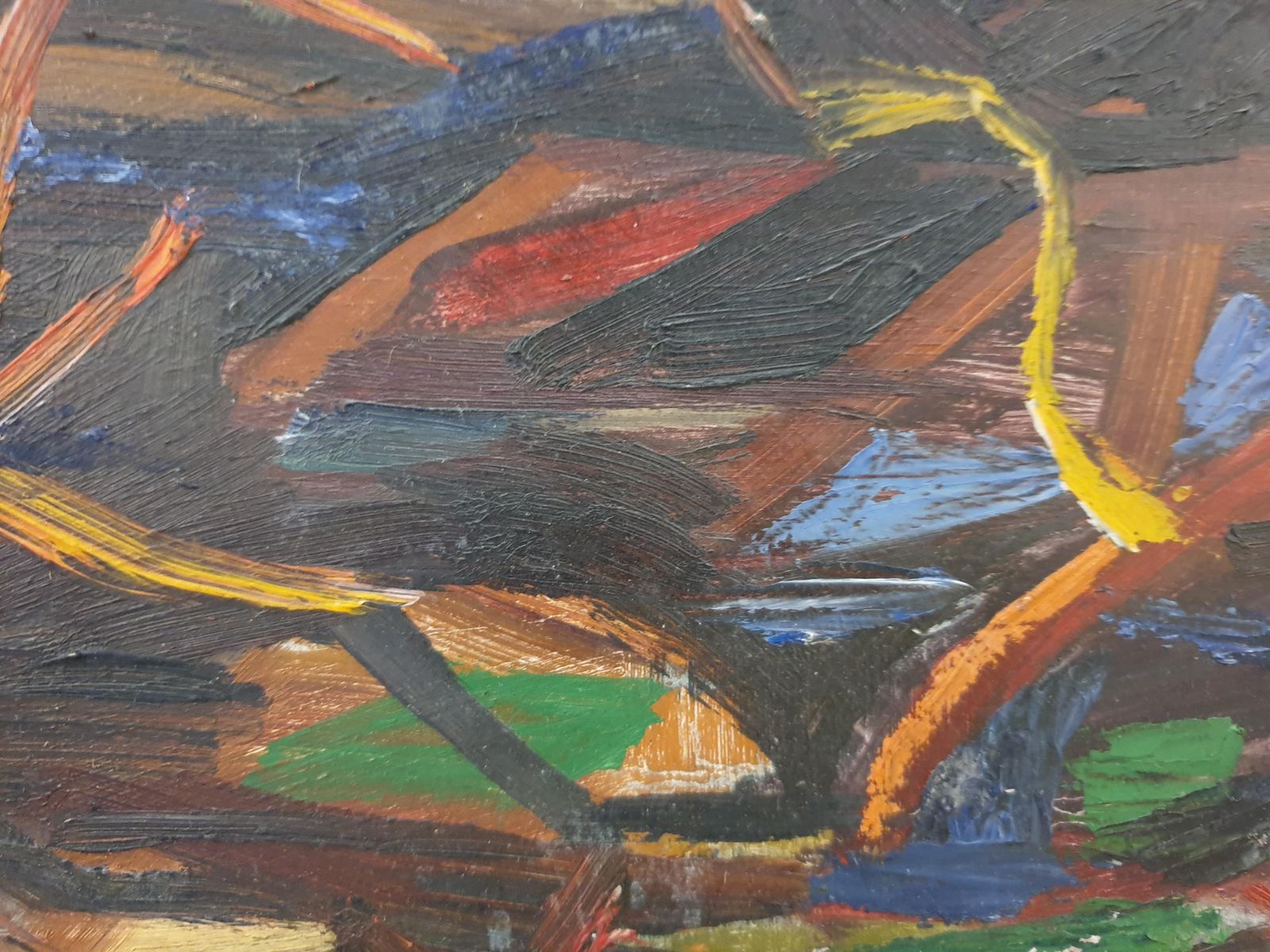 Ahlan Achoy"Les Brindilles". Mid Century French Expressionist Oil On Board.1960s photo 612.0