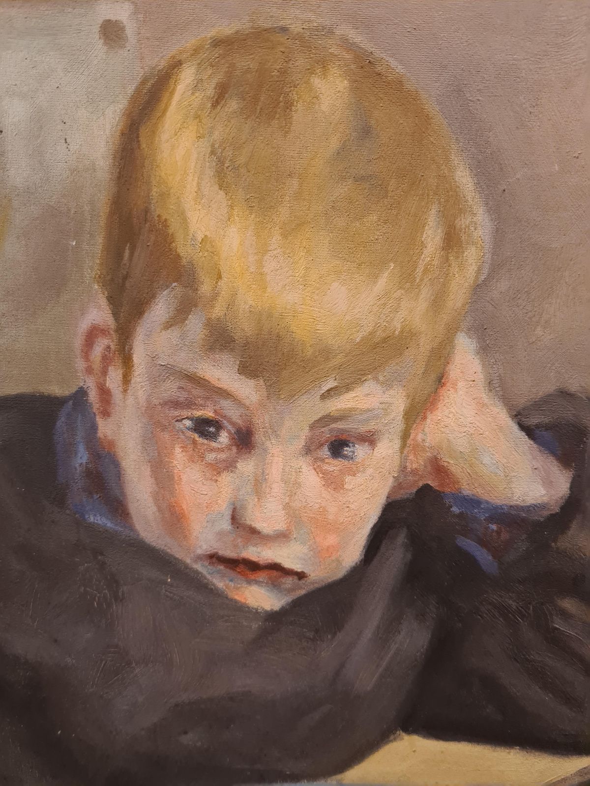 Pierre Villaindonald Duck And Le Petit Ecolier, Early 20th Century Oil On Board.1930s photo Art