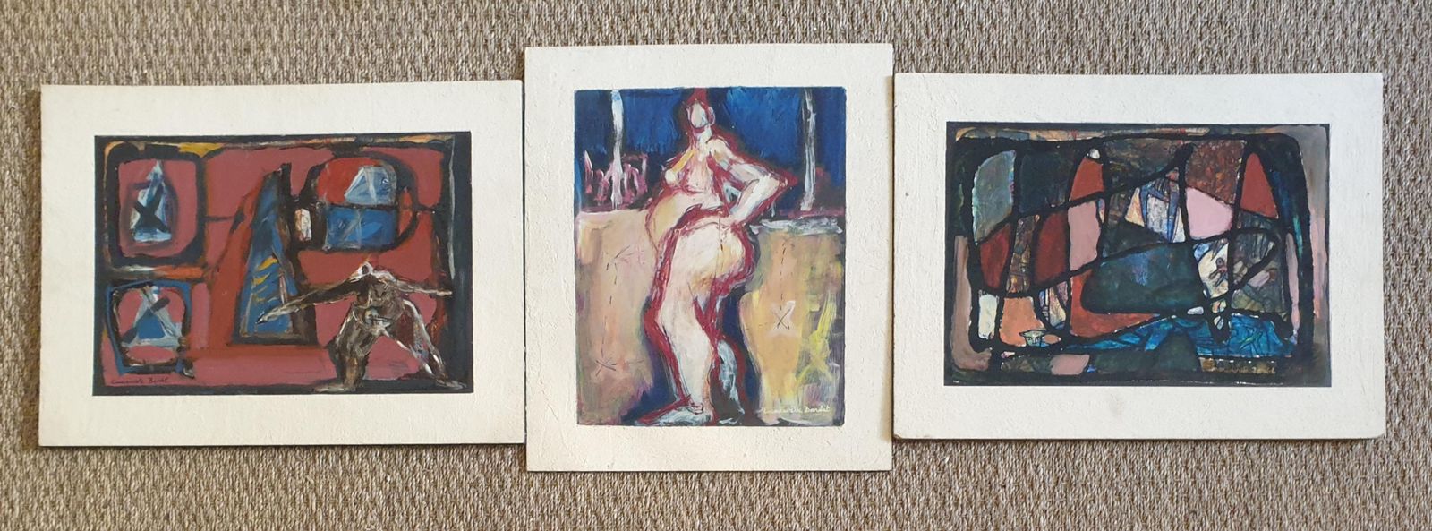 photo vinterior Emmanuelle Bardet"Redoutable" (Formidable) Colourful French Abstract Expressionist Oil On Board.1995