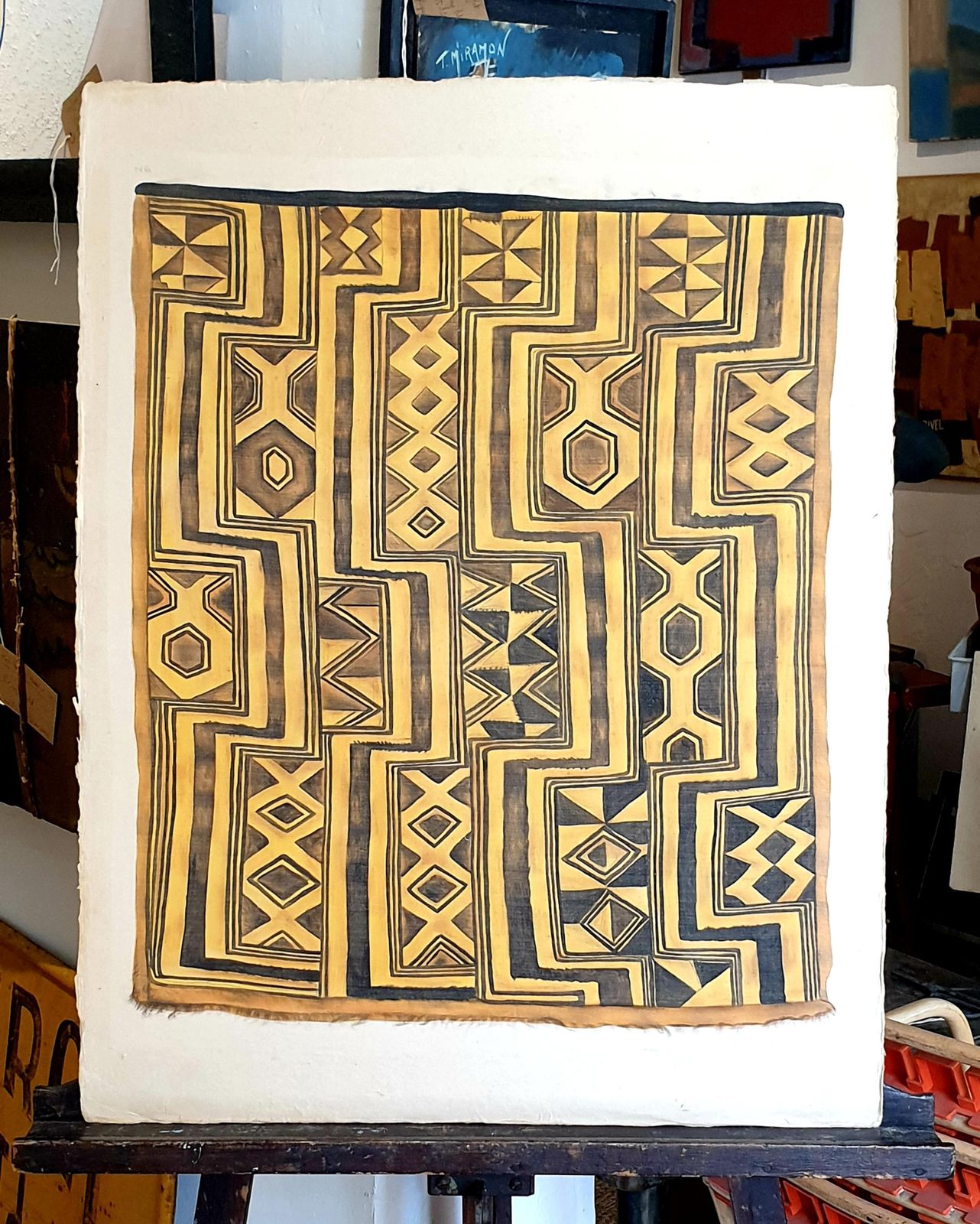 photo vinterior La Roche Laffitte, Painting Of An Antique Caucasian 'Kuba' Tribal Item, Watercolour On Silk
