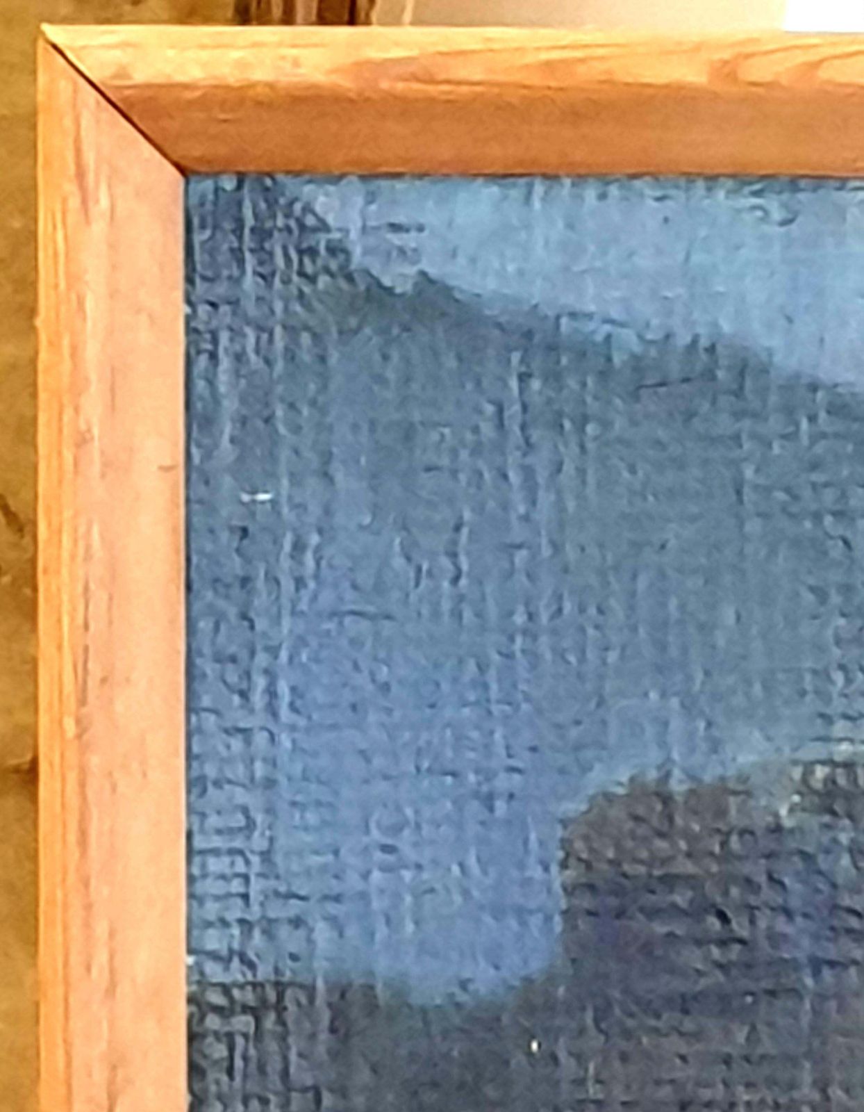 833.0 Poul Møller Danish Mid Century Colourfield Oil On Board Of Houses In A Coastal Scene.1976 photo