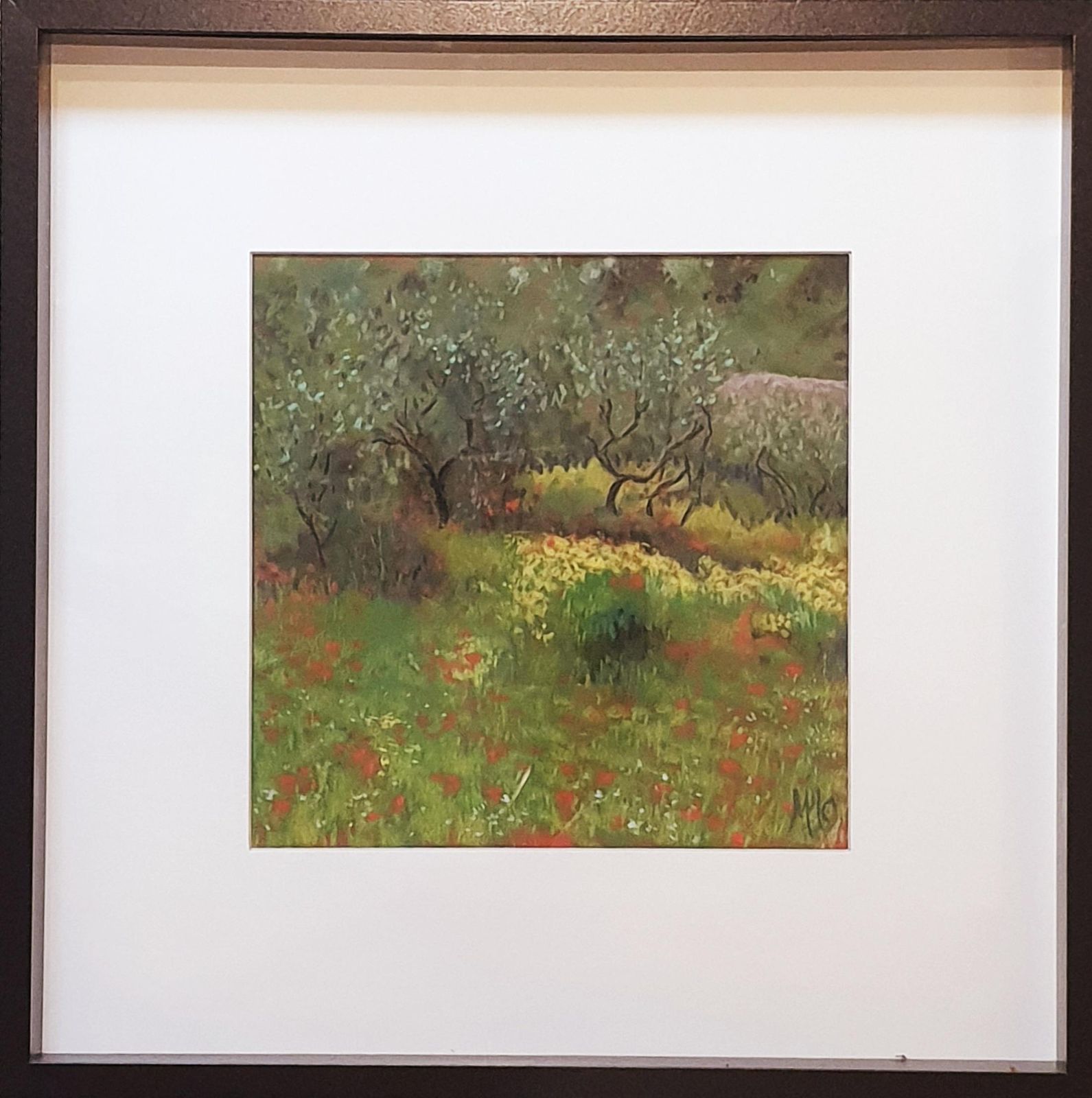 Miranda Mcarthur Olive Grove And Poppies, Contemporary Impressionist Pastel On Paper.2022 photo furniture