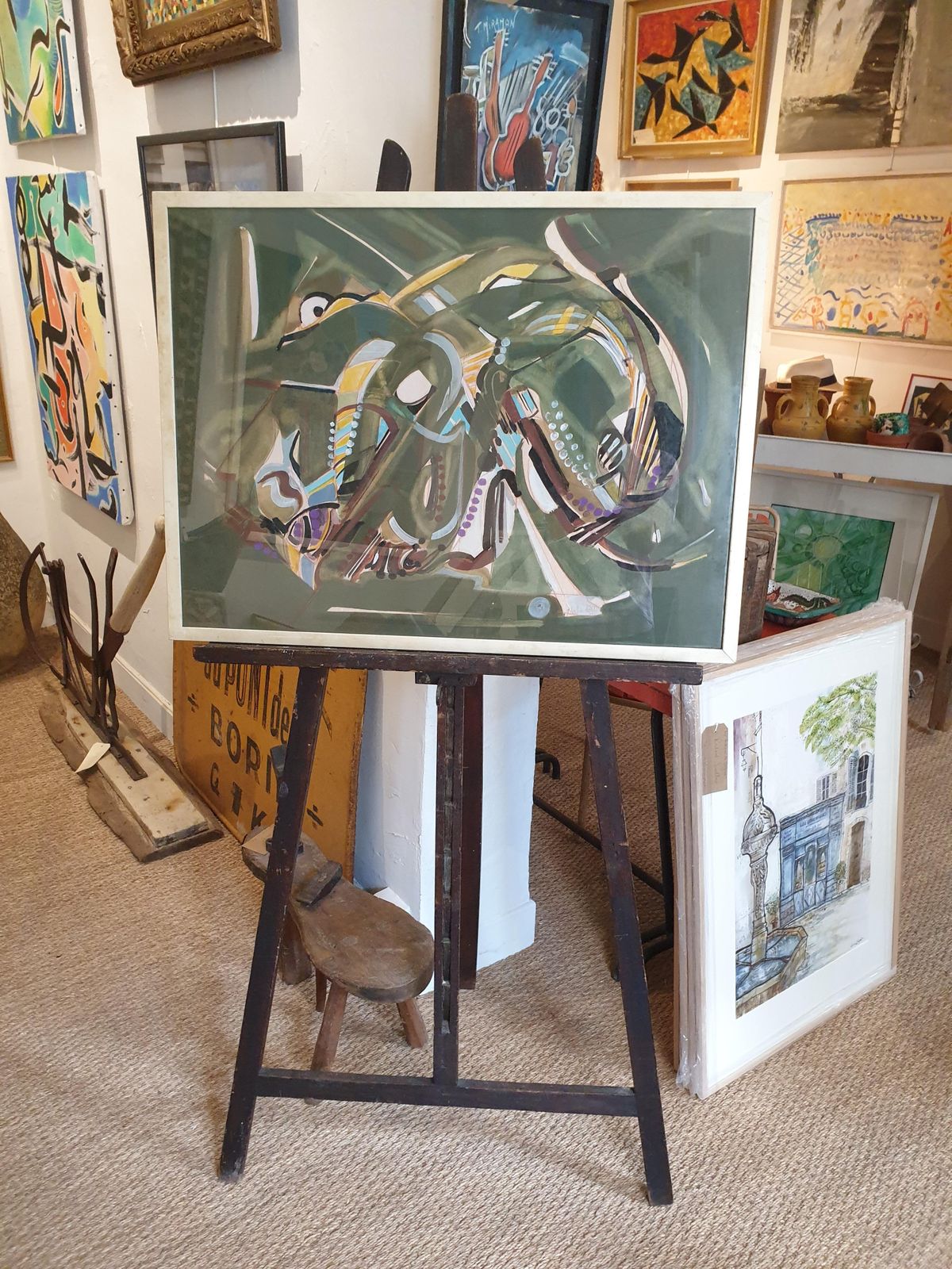 photo buy Michel Loiseaulate 20th Century Abstract Expressionist Gouache On Paper.1990s