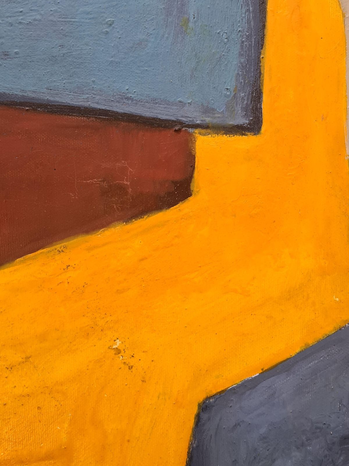 Antoine Arlandislate 20th Century Tachiste Oil & Acrylic On Canvas. 'Gelb Rot Blau Braun'.1980s photo for sale