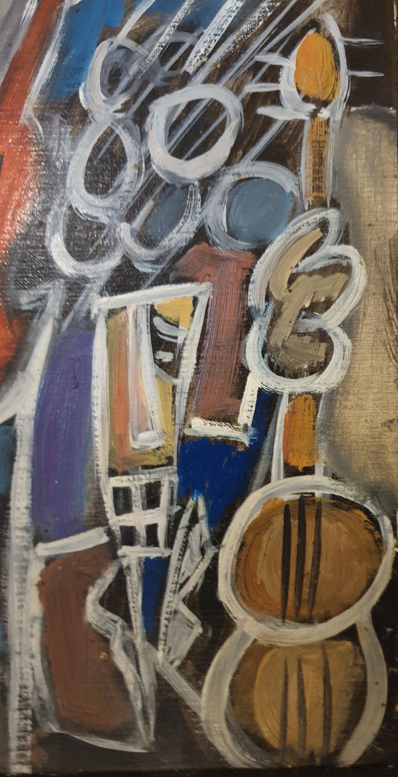 Thierry Miramonlate 20th Century French Abstract Expressionist Acrylic On Board. 'Jazz Night'.1990s photo Art