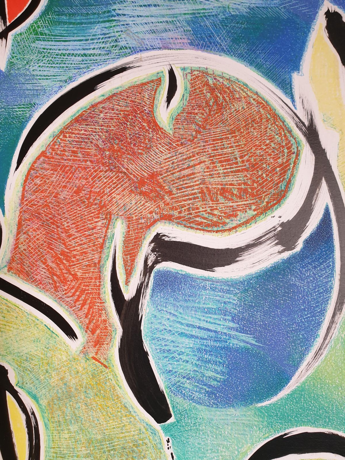 Art Daniel Kleinabstract Expressionist Mixed Technique Laid On Canvas. 'Univers Uni'.Late 20th Century photo