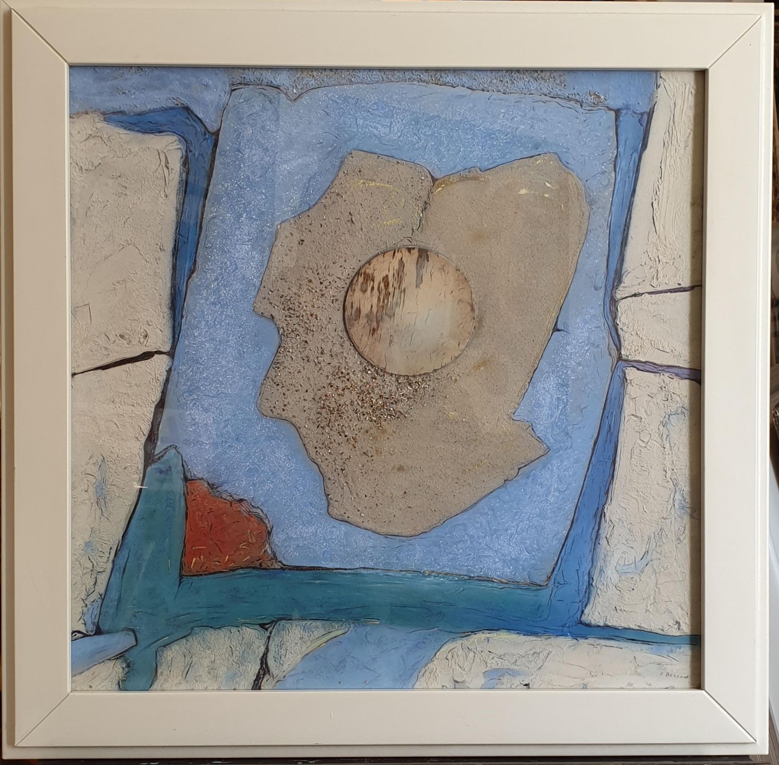 Francis Bessoncontemporary Belgian Mixed Media Abstract In Blue.2018 photo furniture