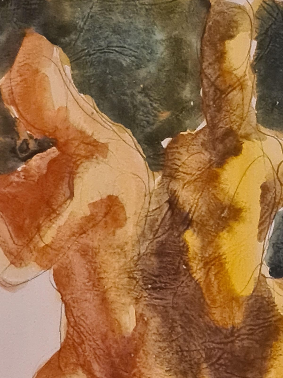 Damien Hermellin'the Dancers', French Late Mid Century Gouache On Textured Paper1971 photo buy