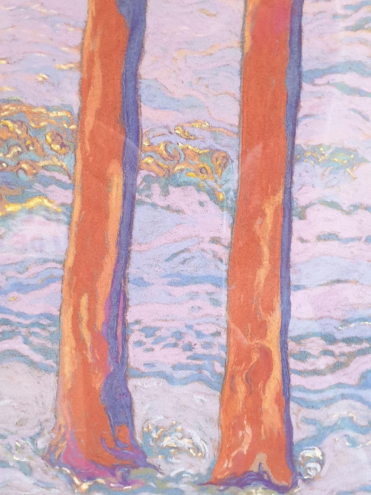 Francis Bessoncontemporary Impressionist Acrylic And Pastel. 'Forest In Lilac, Provence'.2015 photo vintage