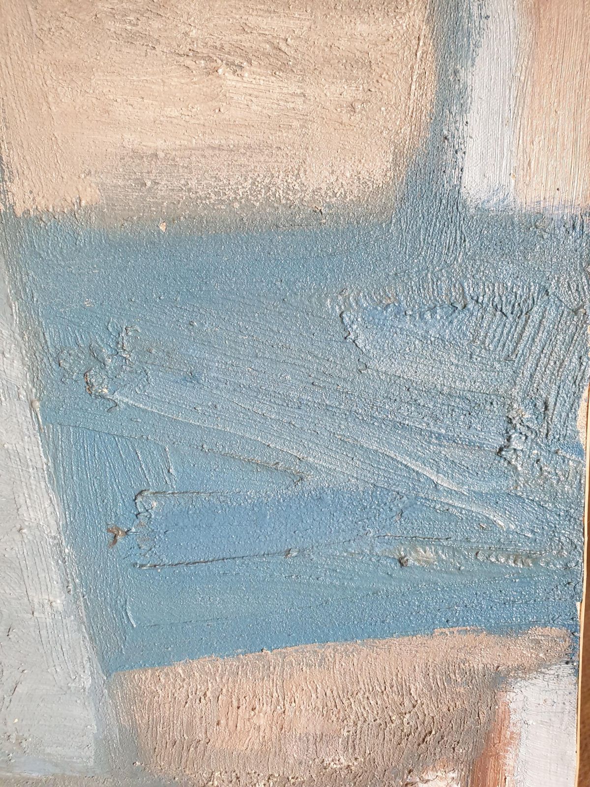 Philippe Lepatremid Century Abstract Oil On Canvas. Composition In Blue.1958 photo vinterior