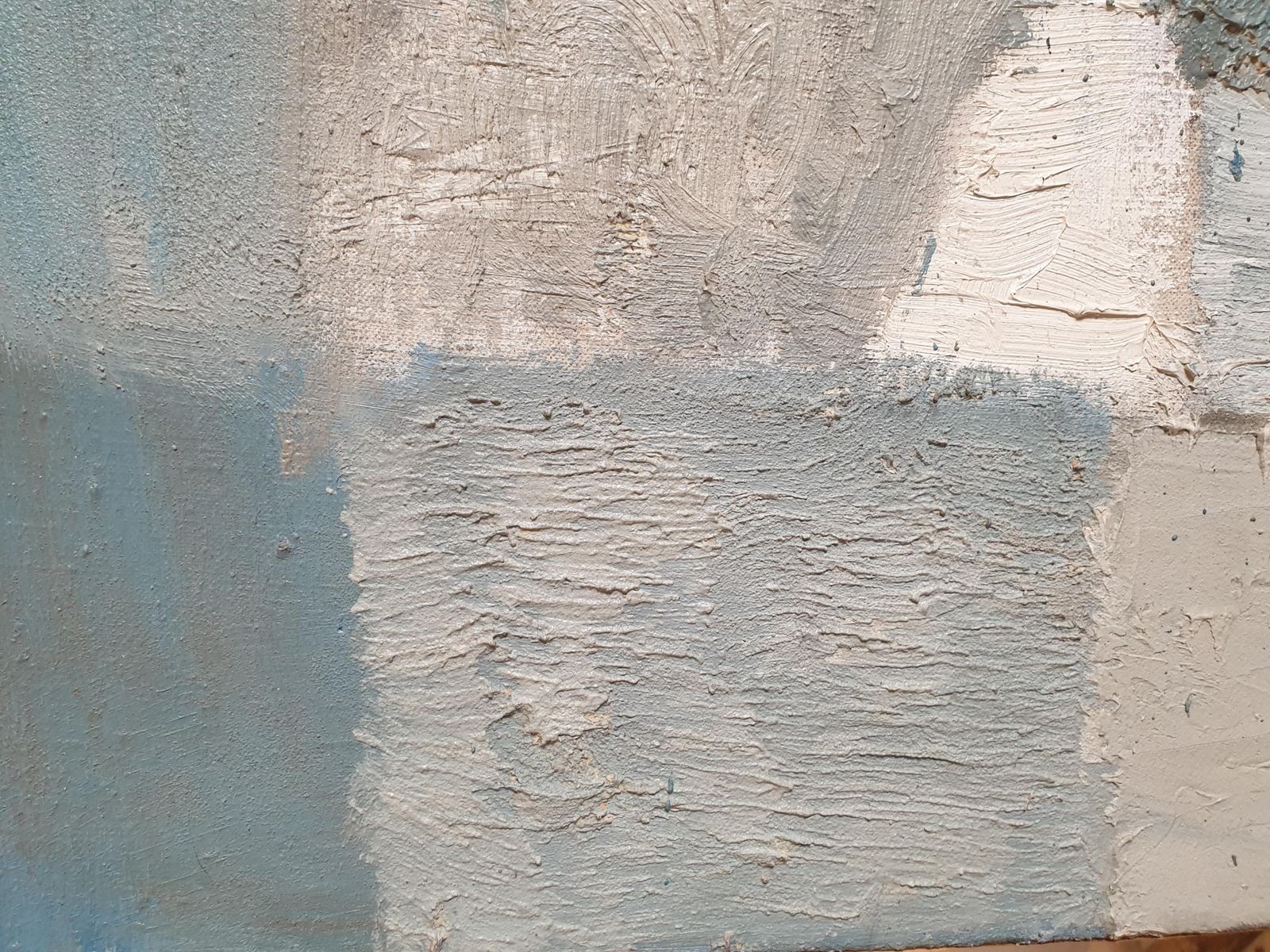 Philippe Lepatremid Century Abstract Oil On Canvas. Composition In Blue.1958 photo vintage