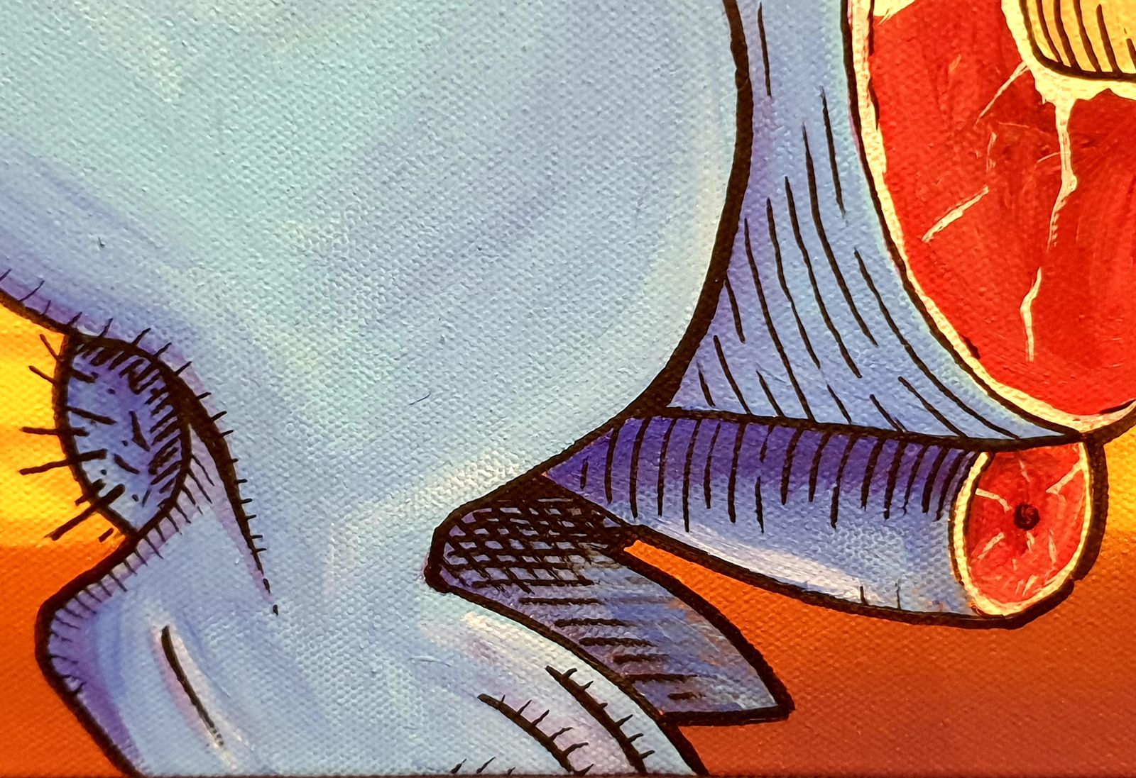 photo buy Harold Maka  Pop Art Contemporary Triptych Acrylic On Canvas. "Topy Le Chien De Lyon".2024