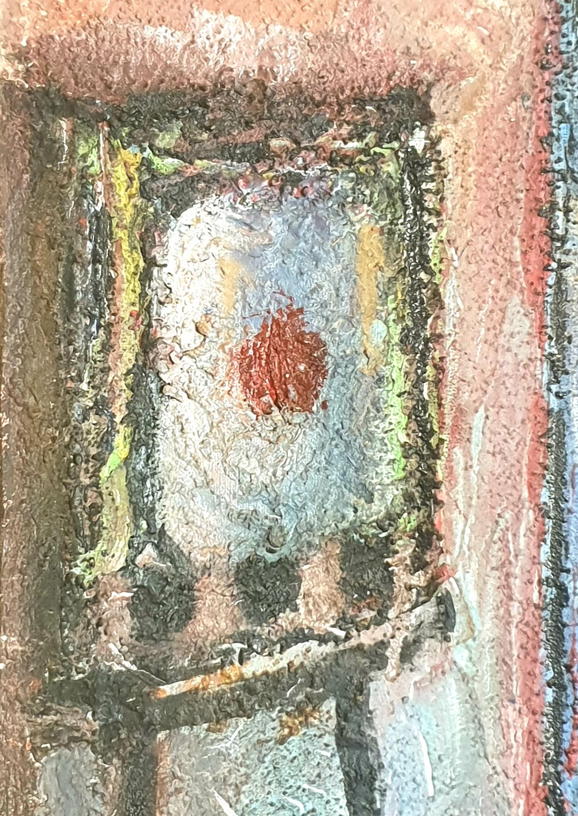 photo for sale Large Expressionist Oil On Canvas, Apartment Interior And Cityscape. Oil.