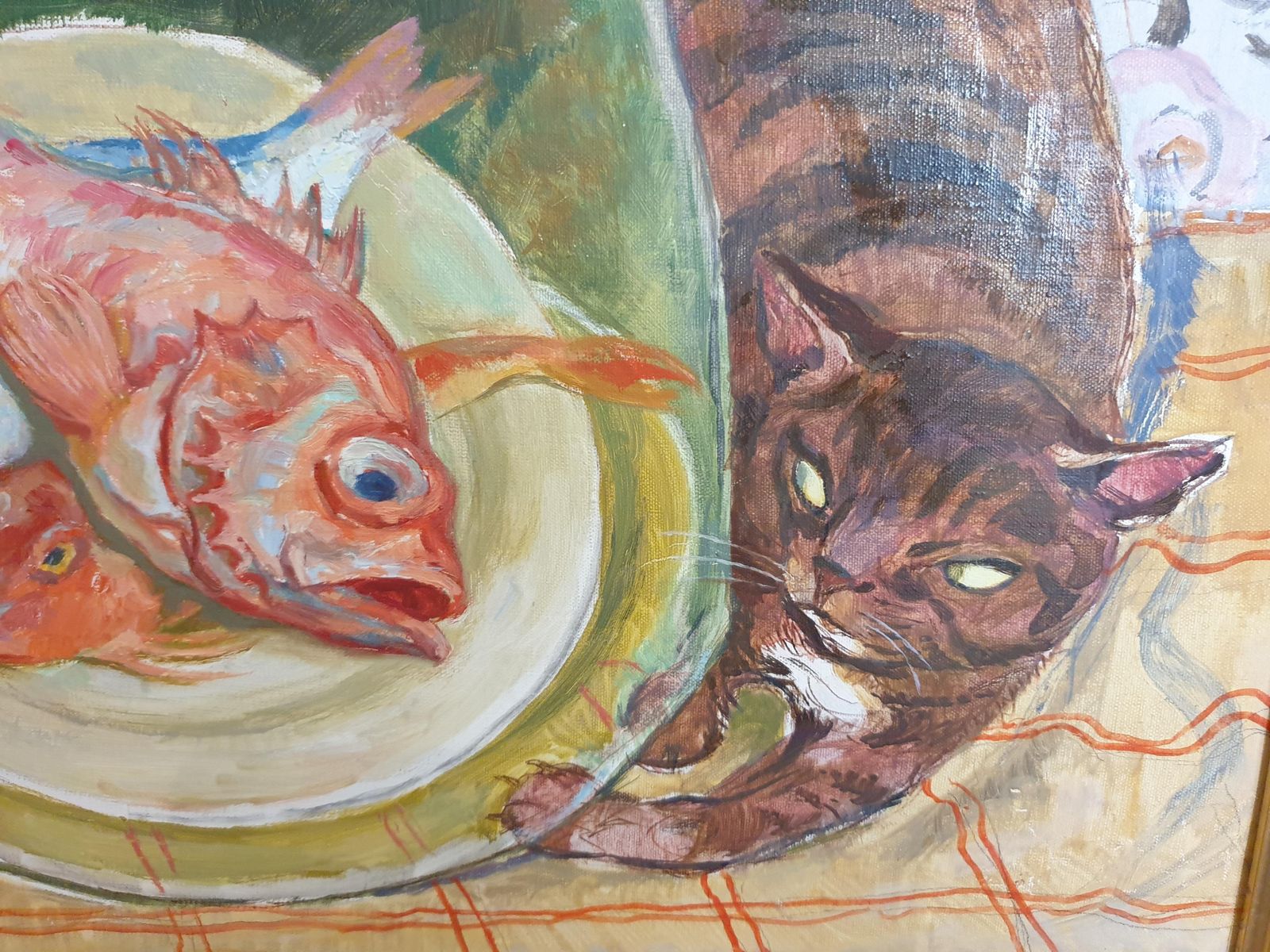 Art Maurice Delavier'naughty Pusscats!'. Hommage To Matisse, Oil On Canvas.1982 photo