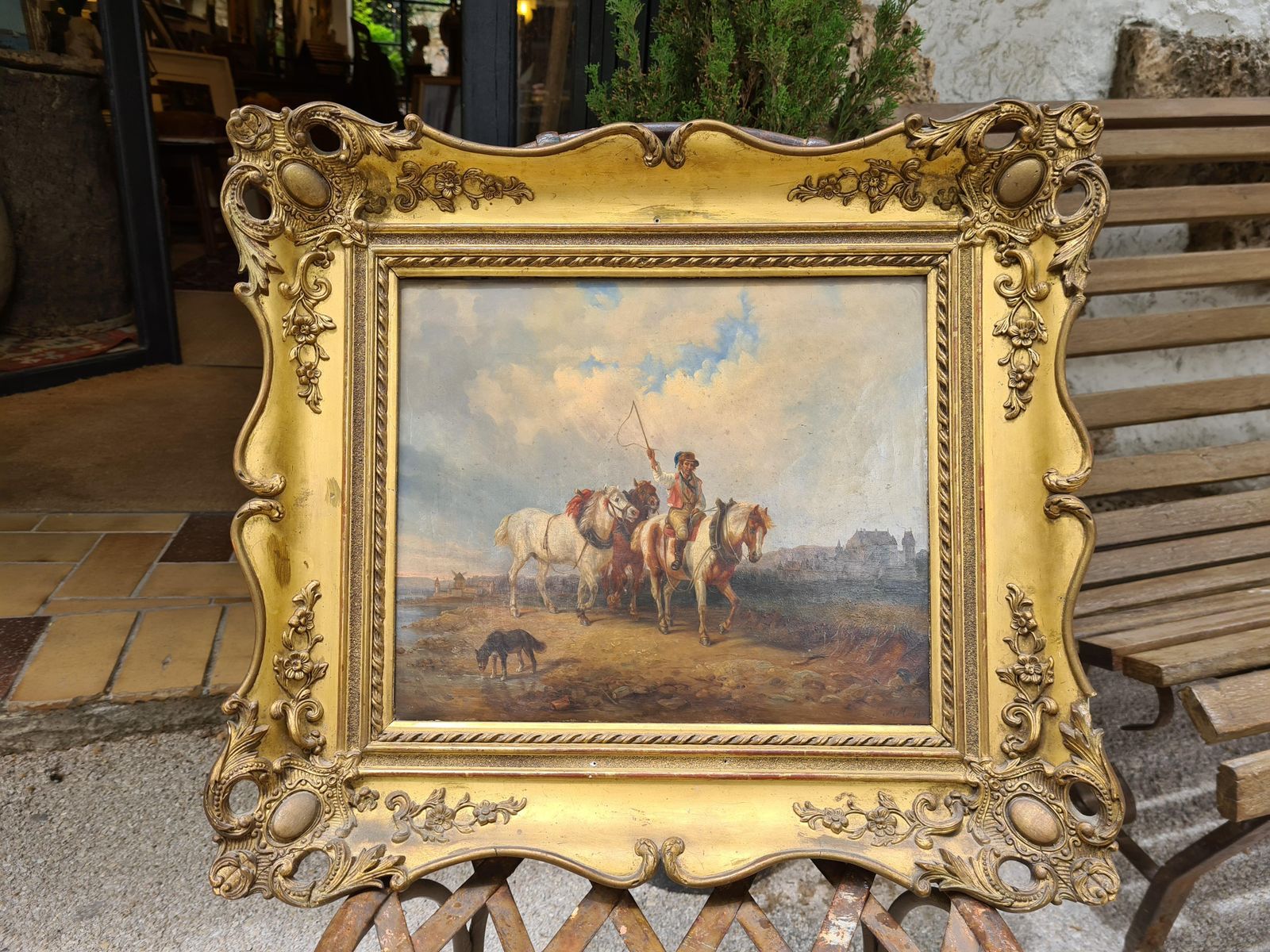 M M (Marie Munch)the Horse Drover, 19th Century Austrian School, Oil On Canvas1849 photo furniture