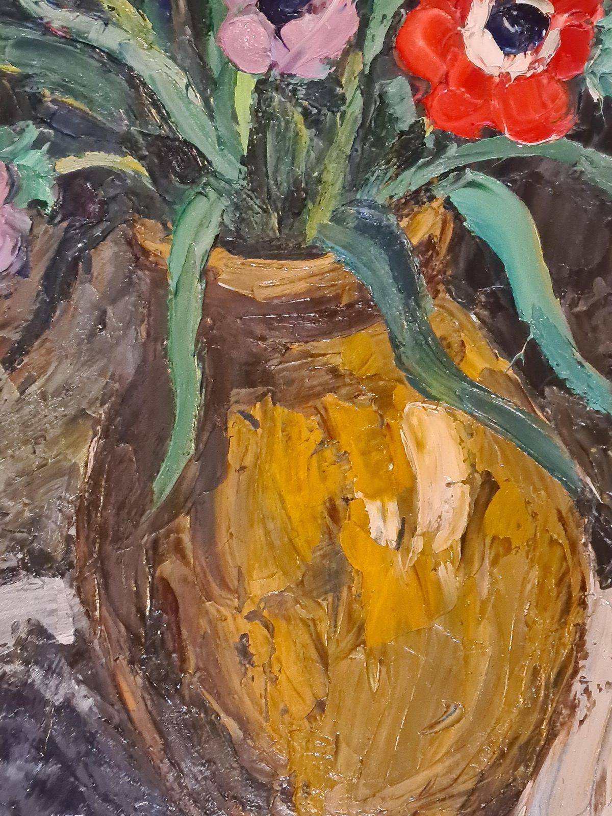André Vagh Weinmannlarge Scale French Oil On Canvas Still Life Of Flowers, Tulips, Iris And Lillies1963 photo furniture