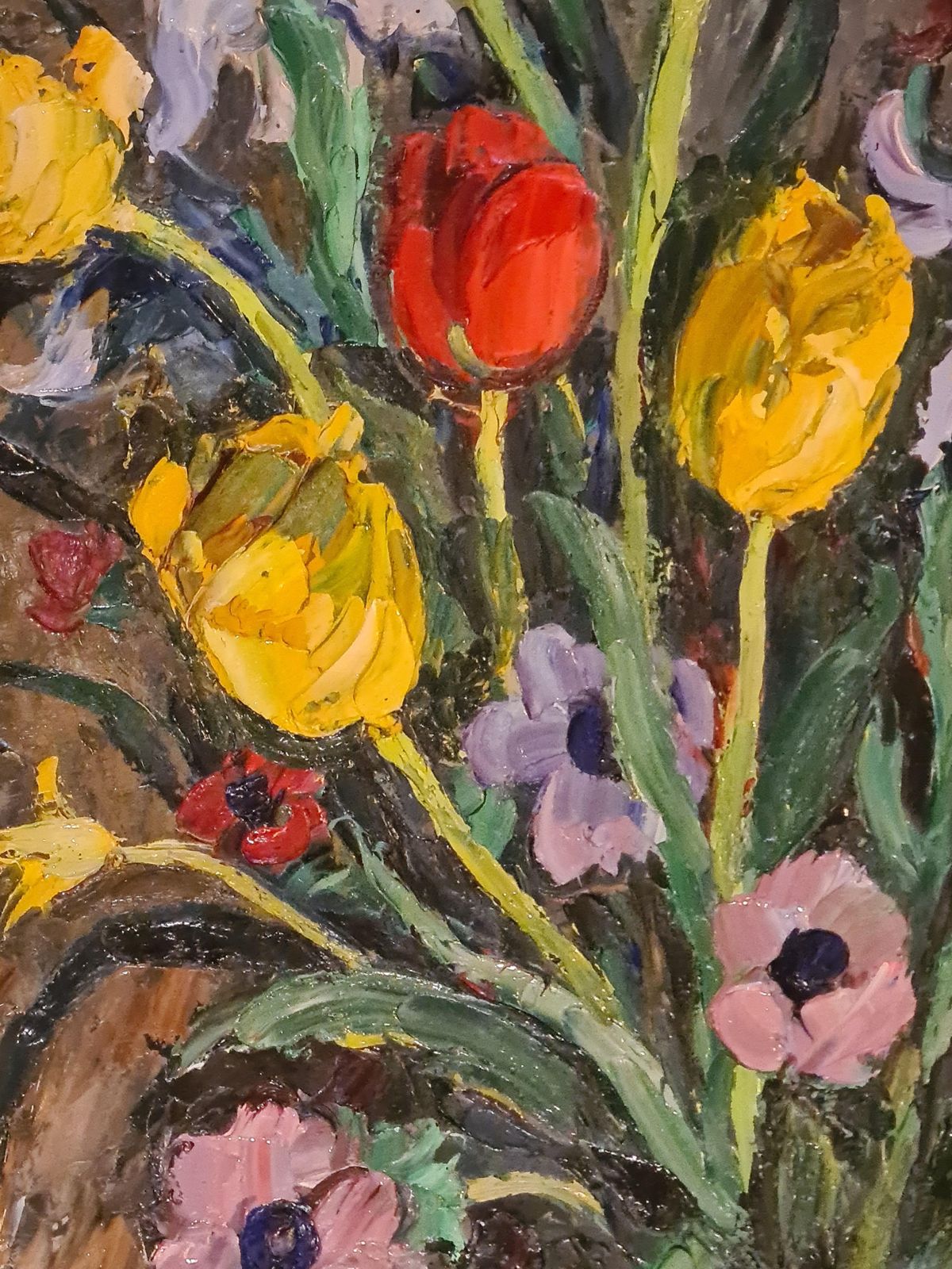 André Vagh Weinmannlarge Scale French Oil On Canvas Still Life Of Flowers, Tulips, Iris And Lillies1963 photo 1870.0