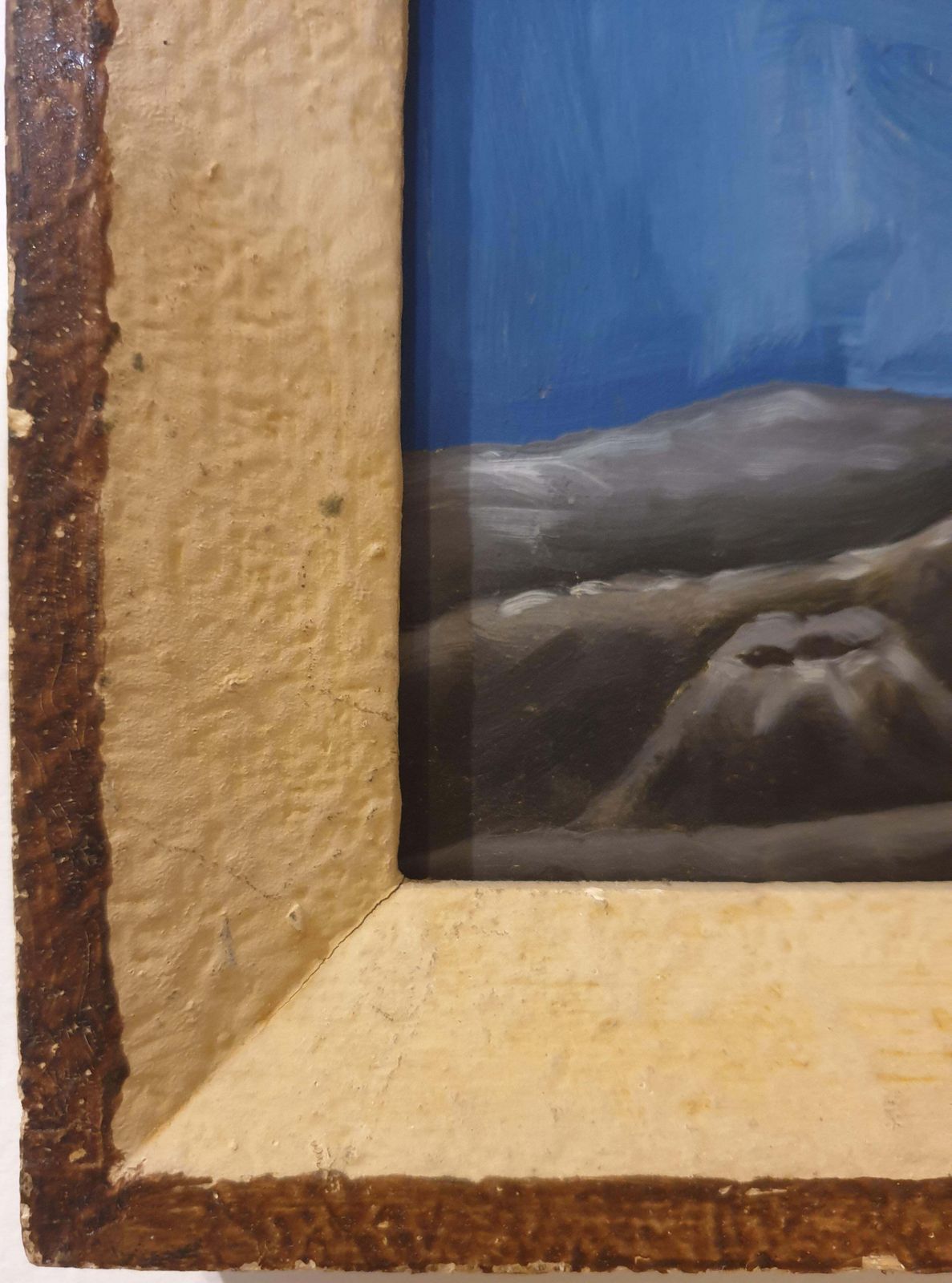 photo vinterior Willy Smitz'war And Peace', Mid Century Belgian Surrealist Oil On Board.1954