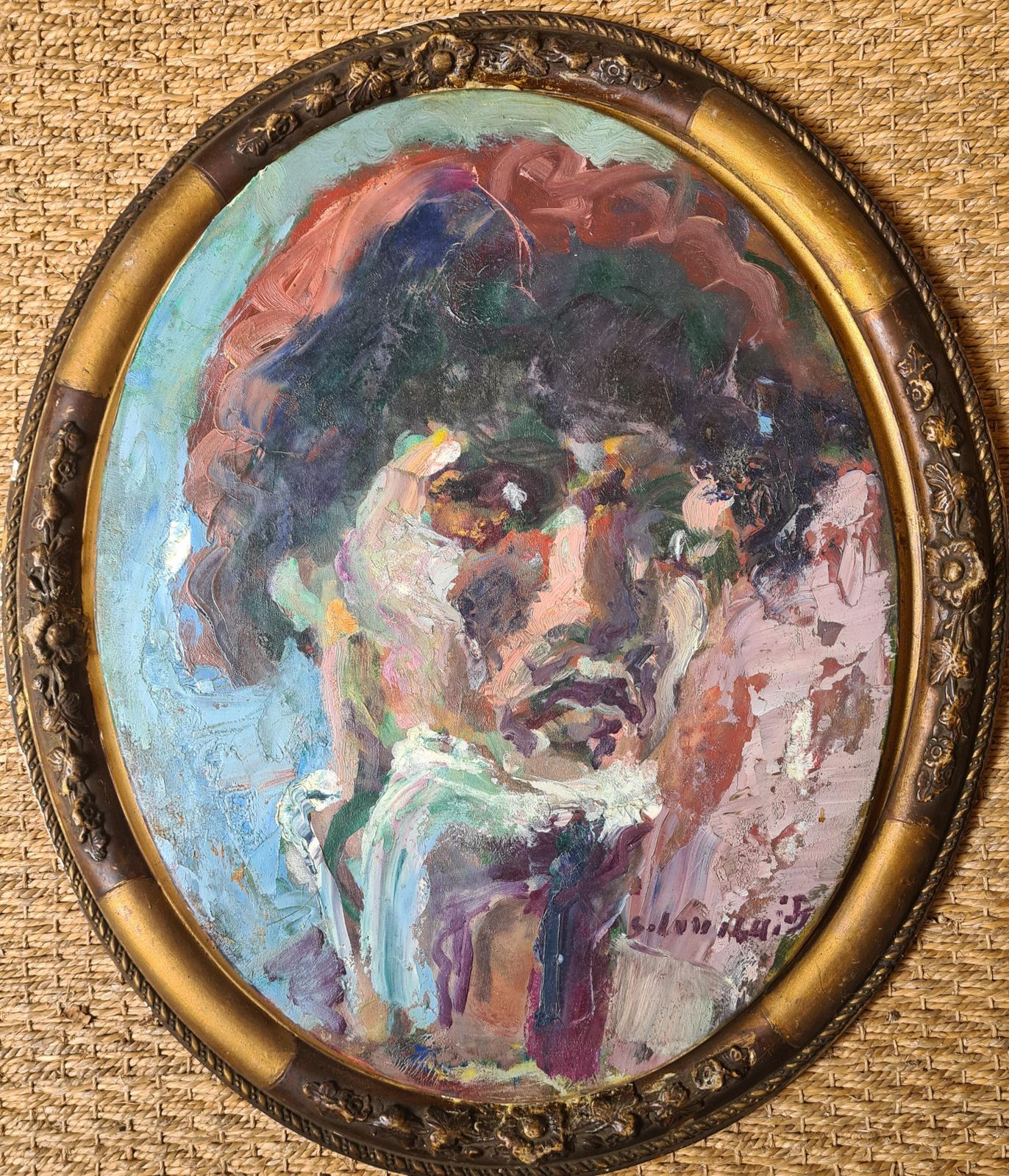 Stephane Lovighi Bourgognefrench Expressionist Self Portrait. Oil On Canvas.1995 photo furniture