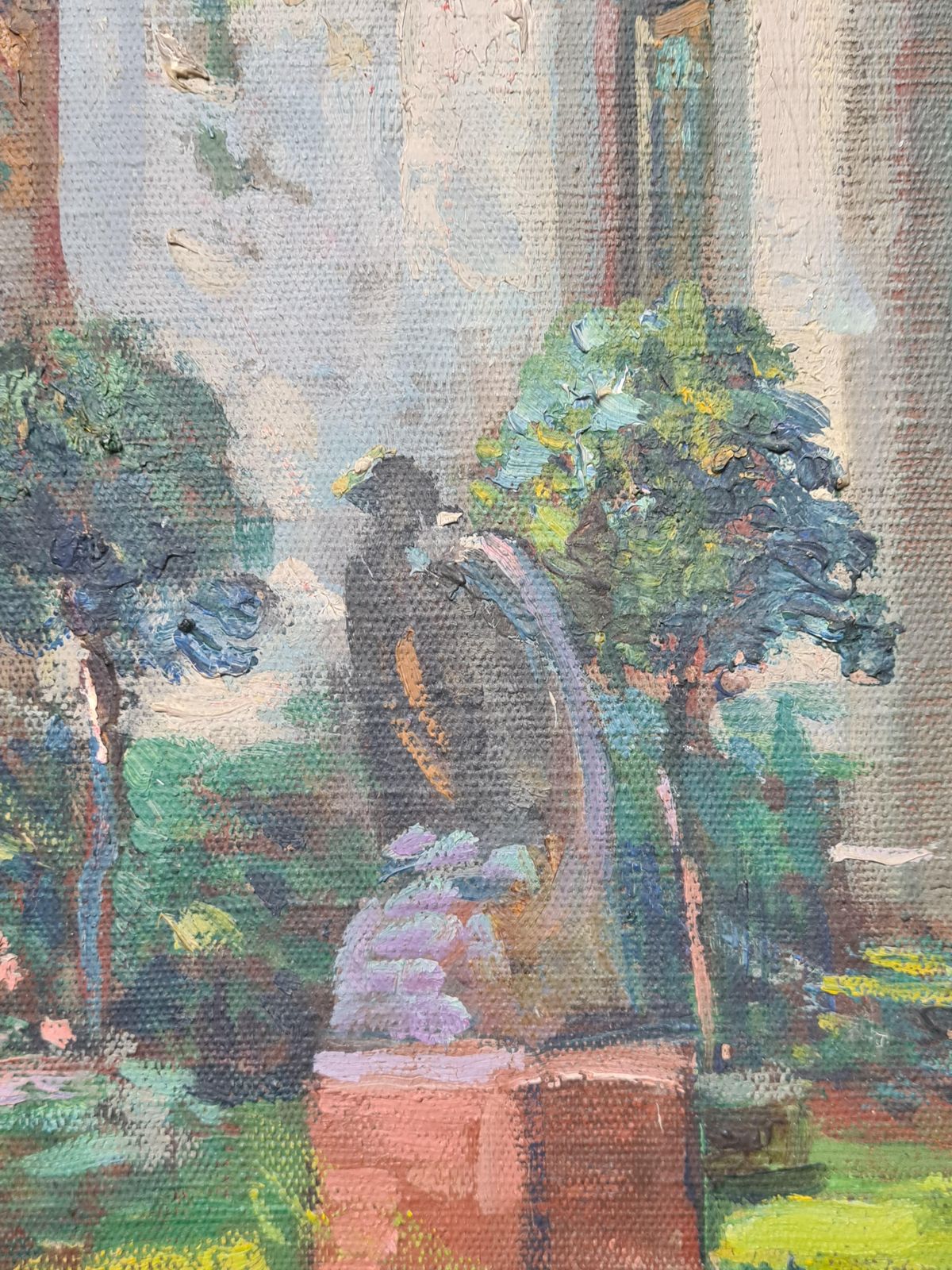 Suzanne Miniermoorish, Belle Epoque, Villa And Garden At St Tropez French Oil On Canvas.1930s photo vinterior