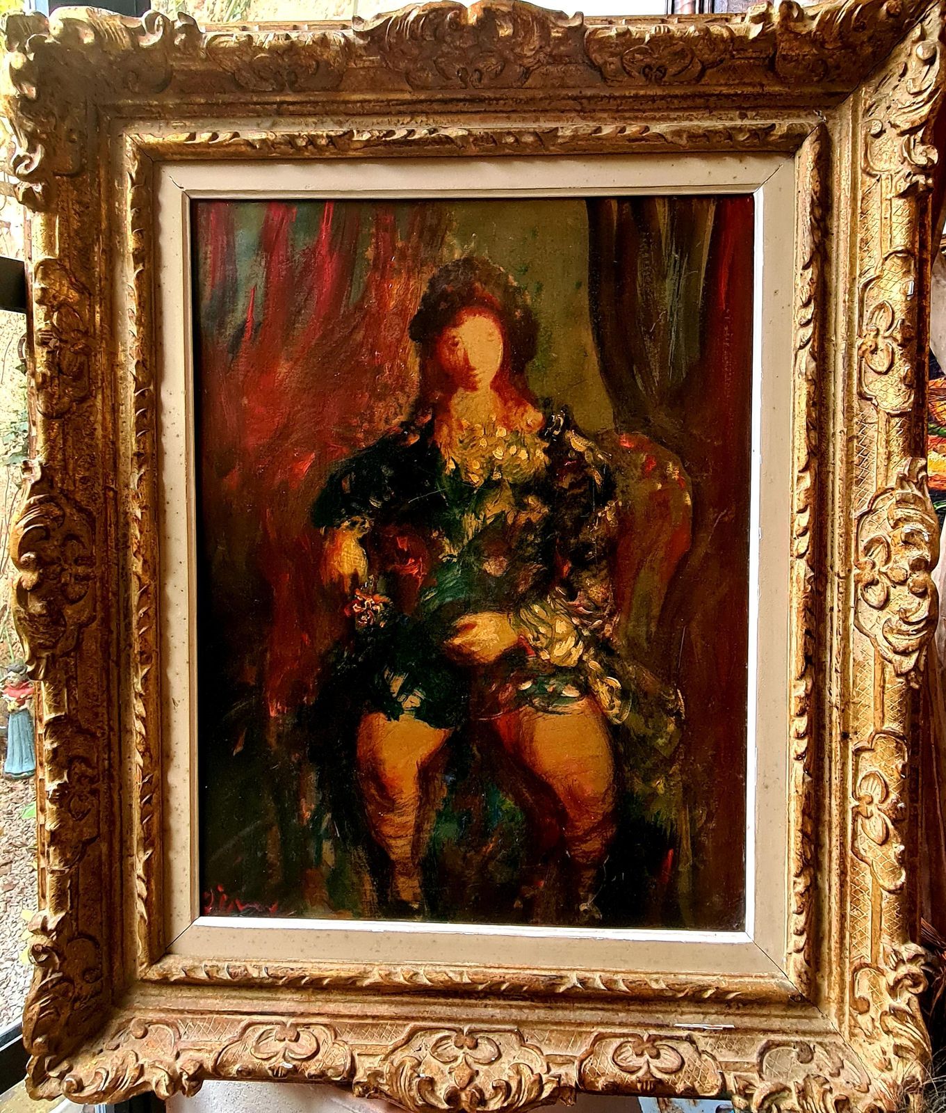 Sylvain Vignylarge French Expressionist Oil Portrait, The Seated Beauty.