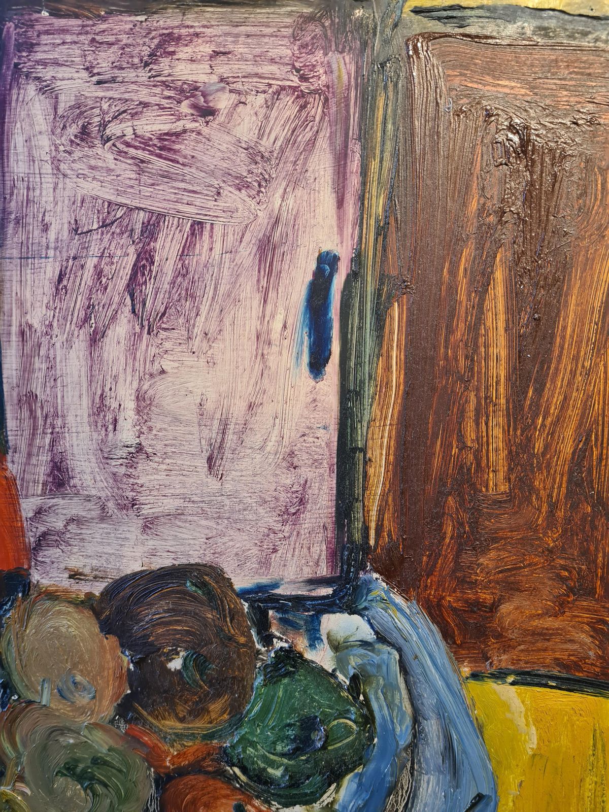Betty Walters Flashtiglarge Mid Century Colourful Oil Of Still Life With Bottles, Fruit And Charger photo vinterior