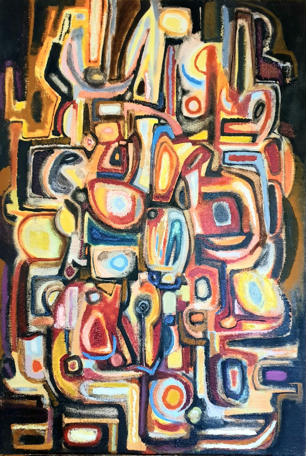 Jean Louis Ladislas Mid Century French Abstract Expressionist Oil On Canvas.1969