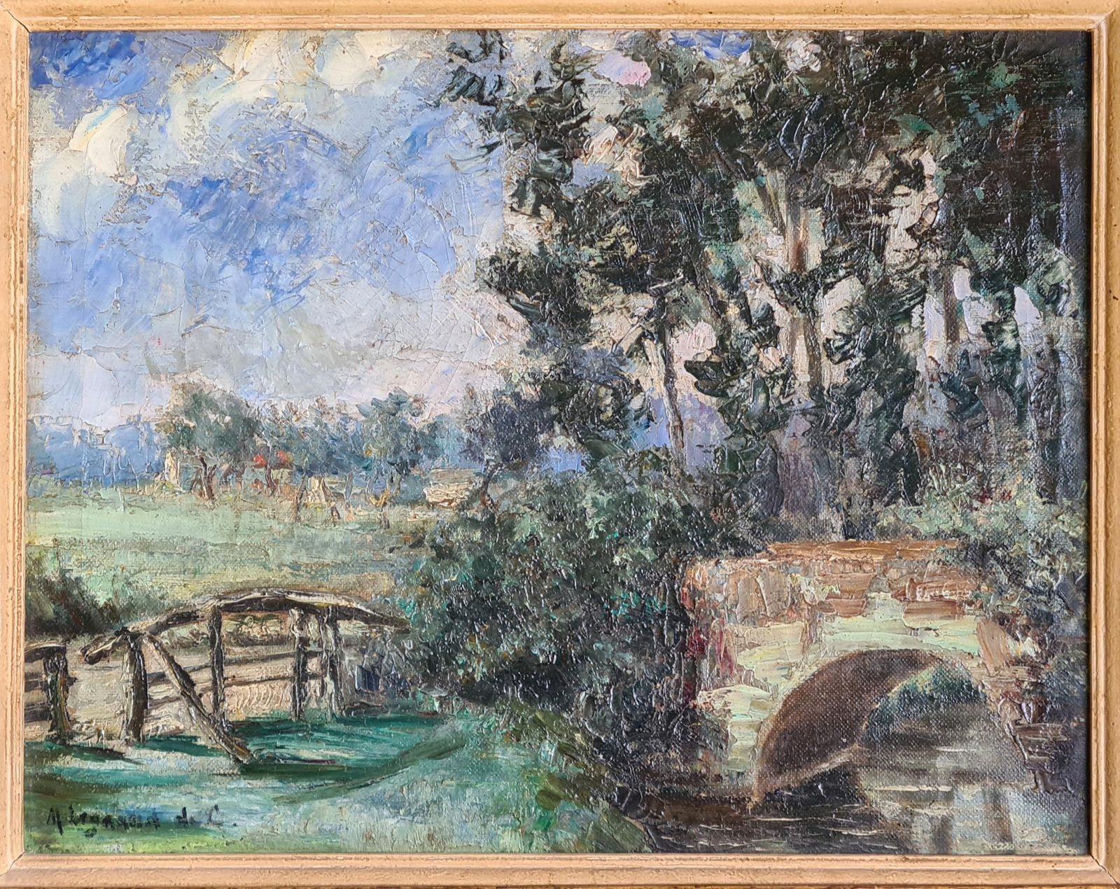 M Legrand De Cthe River Bridge, Barbizon School, Circle Of Jean Baptiste Camille Corot1860s photo furniture