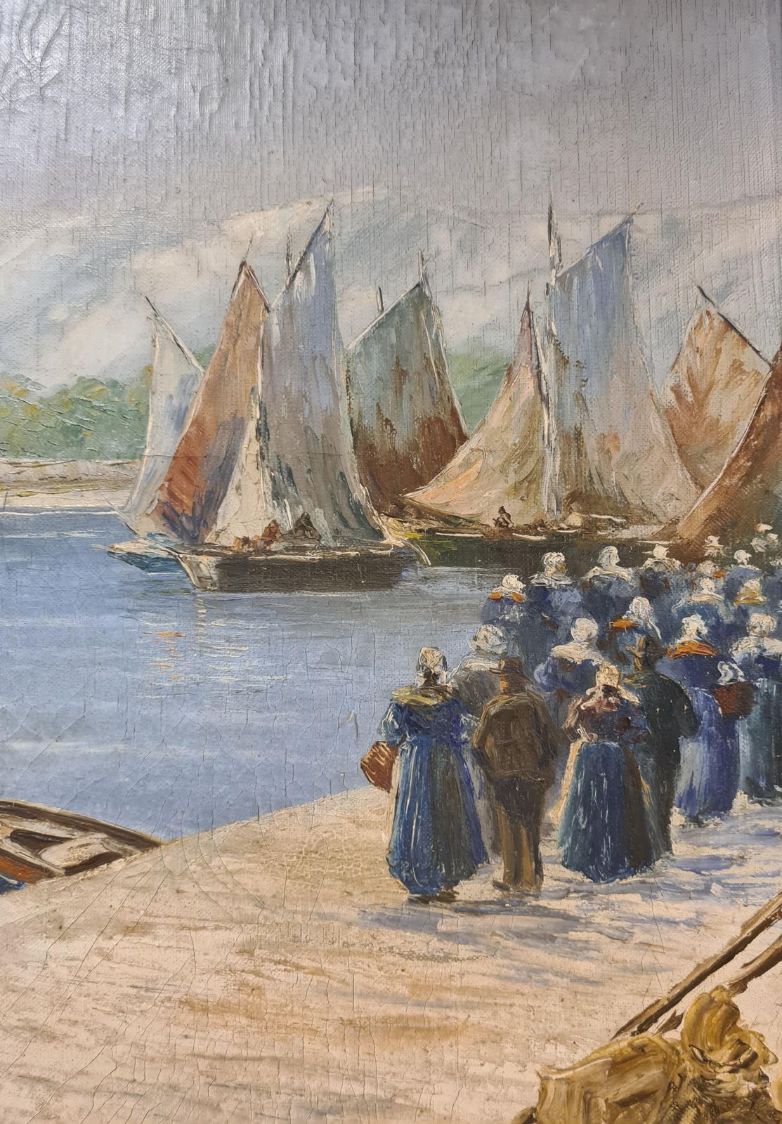 Sailing Boats At Sea, A Very Large And Imposing Marine Capriccio, Oil On Canvas1941 photo for sale