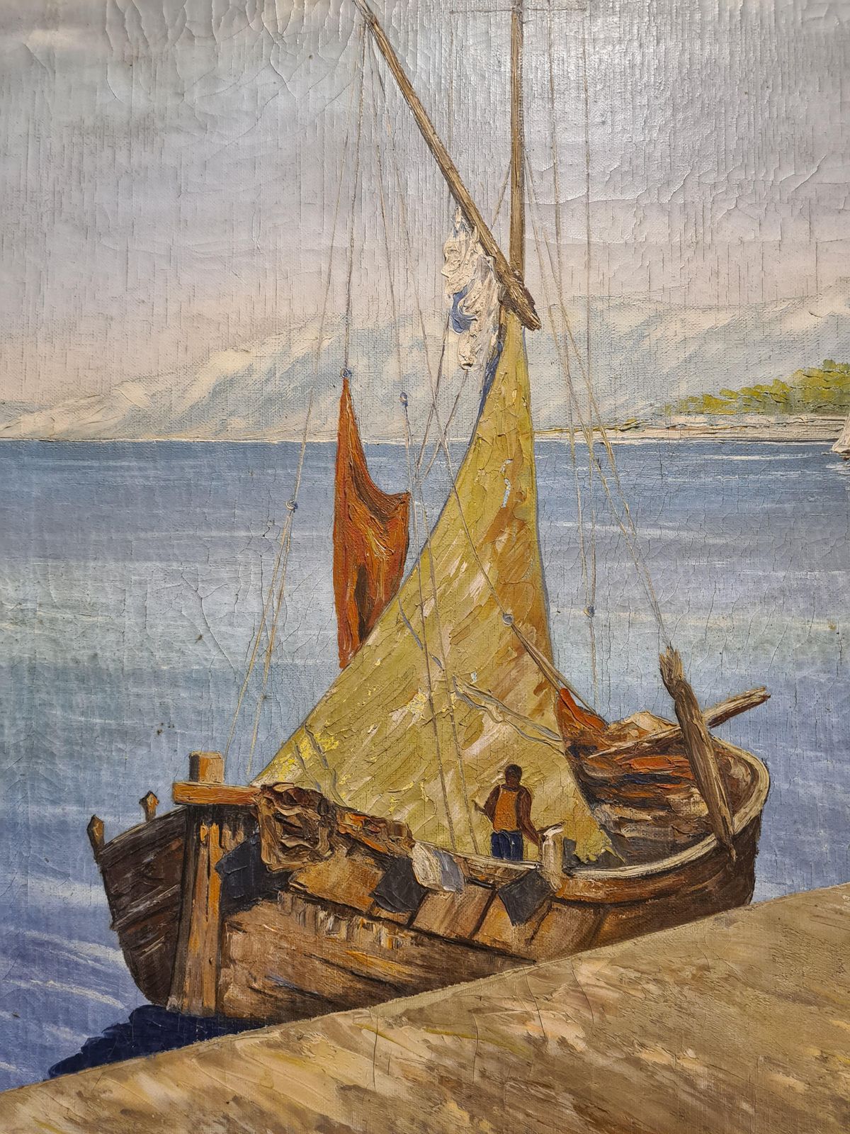Sailing Boats At Sea, A Very Large And Imposing Marine Capriccio, Oil On Canvas1941 photo 3228.0