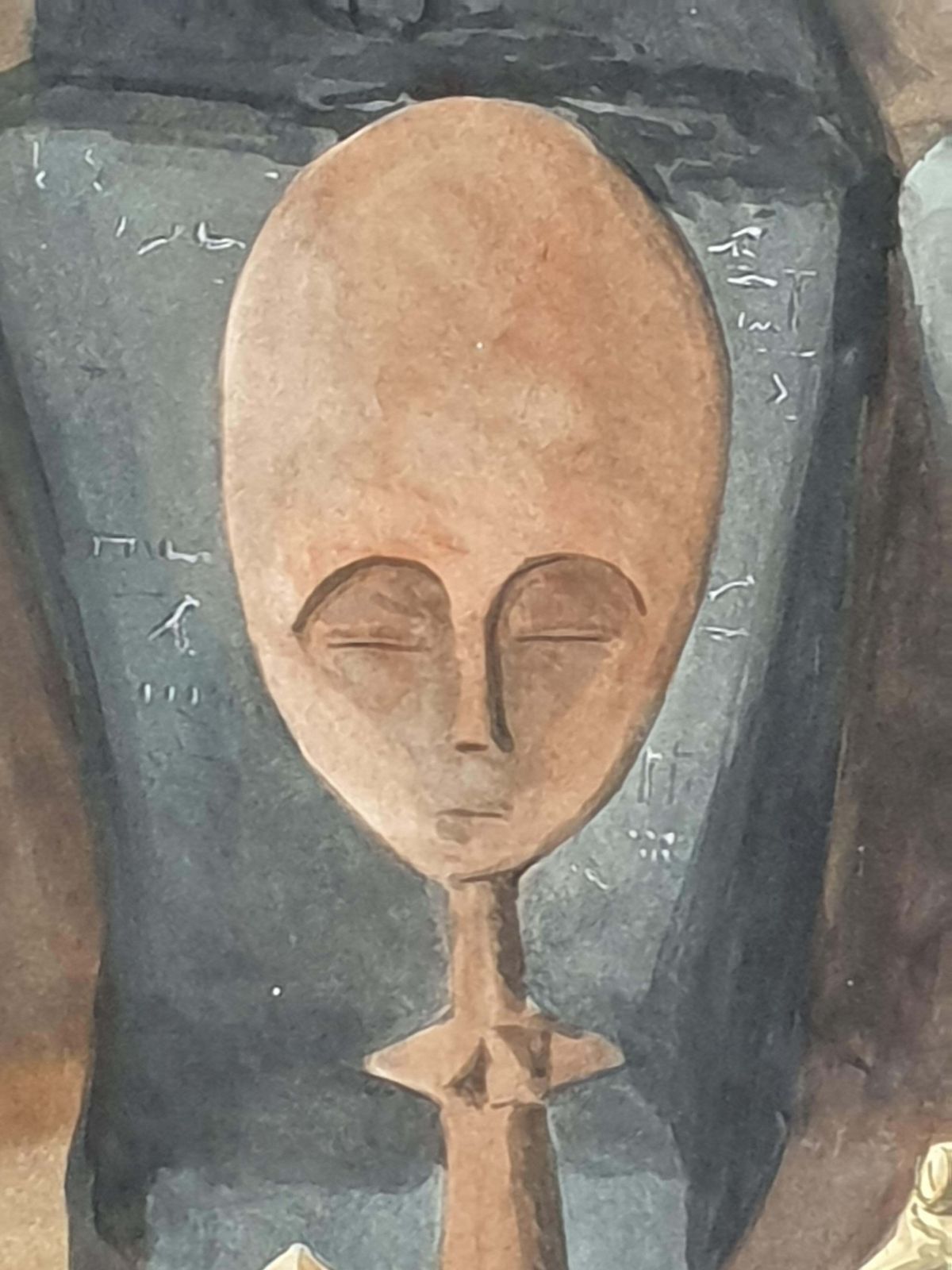 Derek Carruthers Surrealist Painting On Paper, 'Godot', Artefacts Of Civilisations Lost1985 photo 578.0