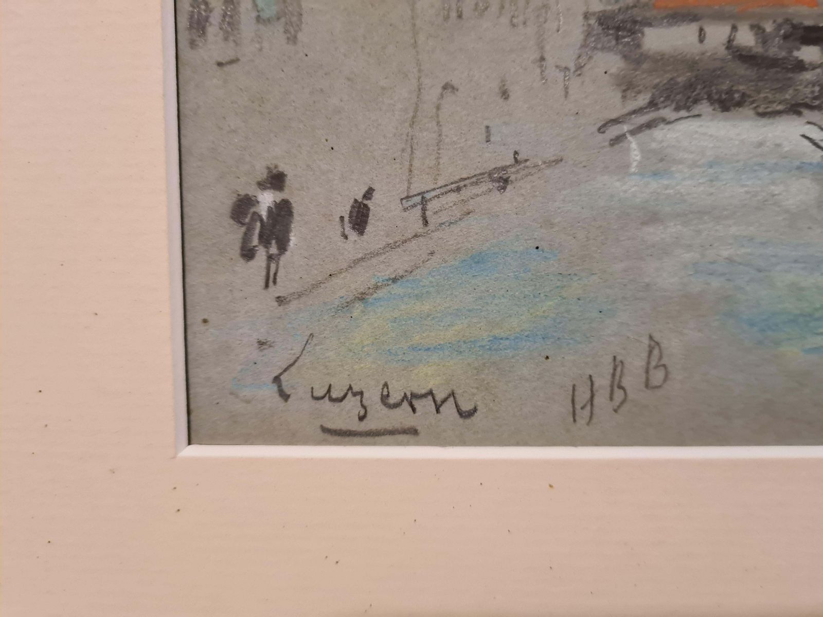 Hercules Brabazon Brabazon19th Century Pastel Of A River Scene, The Chapel Bridge, Lucerne, Switzerland.1860's photo 629.0