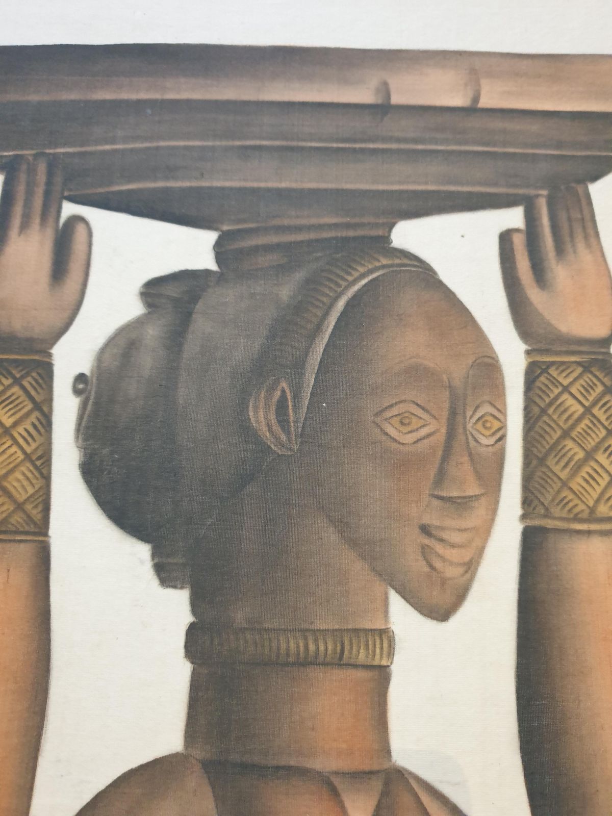 photo for sale La Roche Laffittewatercolour On Handmade Paper Laid On Vélin D'arches Of An African Sculpture.