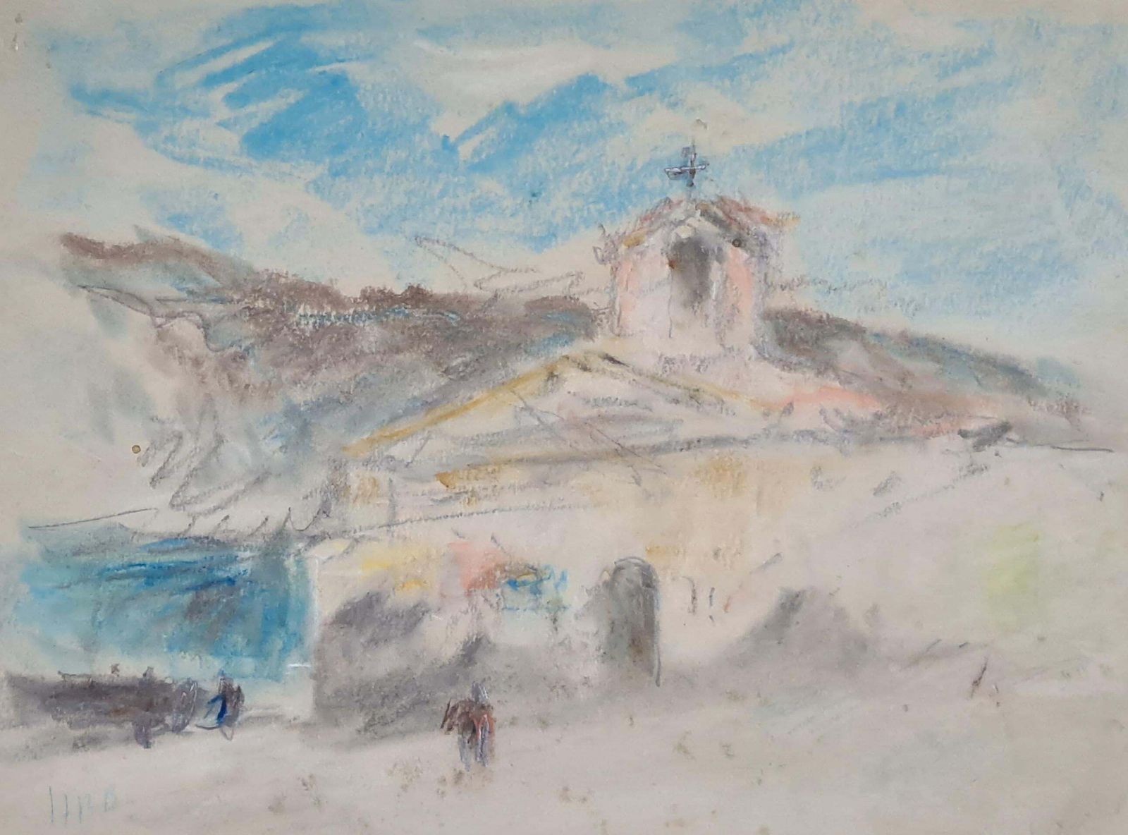Hercules Brabazon Brabazonpastel & Pencil On Paper.The Chapel Saint Pierre, Villefranche, South Of France.1860s
