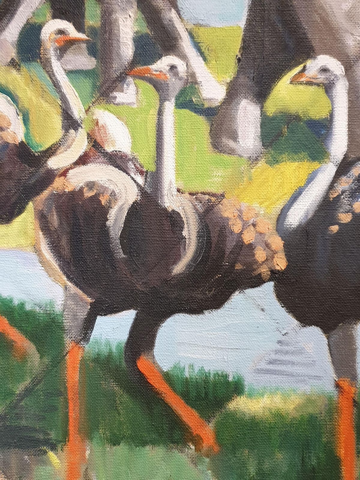 Derek Carrutherslarge Scale Surrealist Oil On Canvas, 'At The Watering Hole'. photo buy