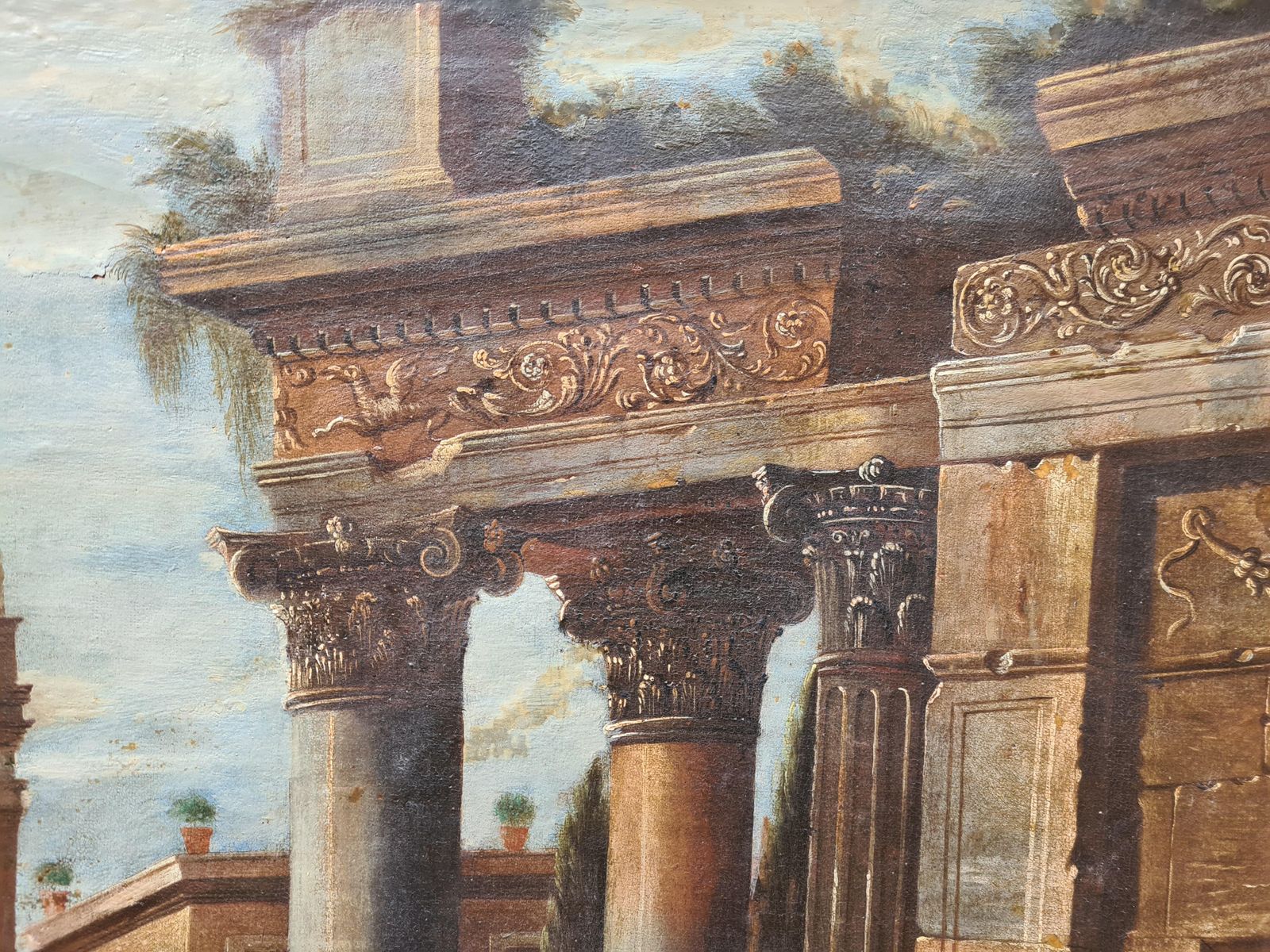 Grand Tour 18th Century Veduta Capriccio Painting, After Gennaro Greco photo for sale