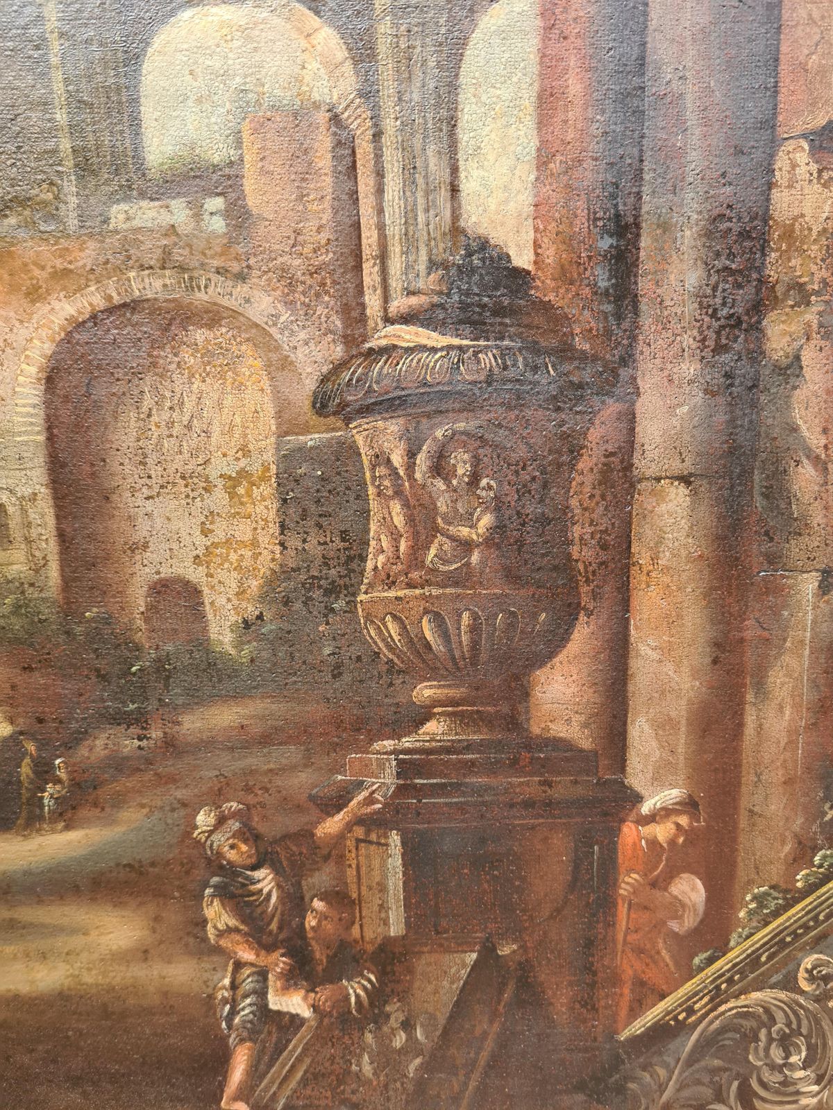 Large Grand Tour 18th Century Capriccio Painting Roman Ruins After Gennaro Greco photo 8080.0