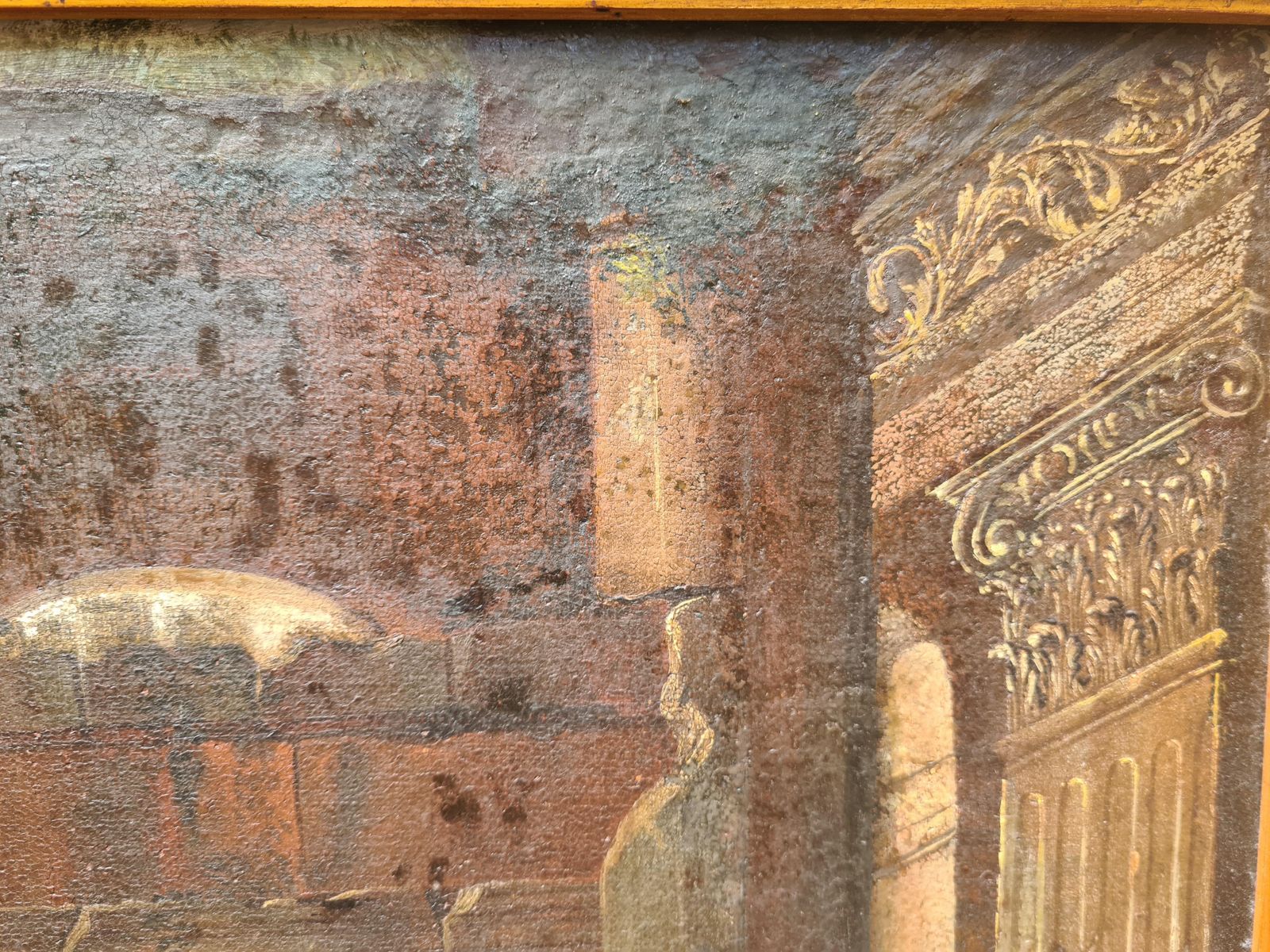 Large Grand Tour 18th Century Capriccio Painting Roman Ruins After Gennaro Greco photo vinterior