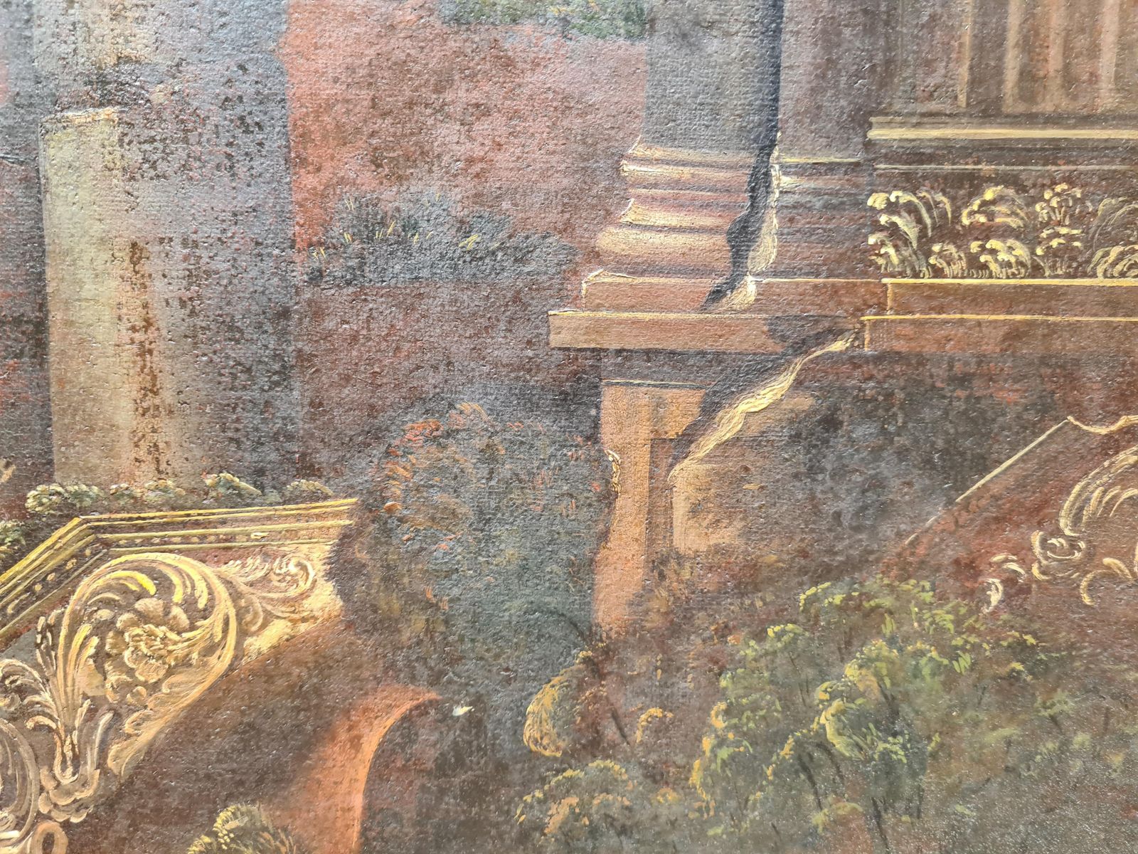 Large Grand Tour 18th Century Capriccio Painting Roman Ruins After Gennaro Greco photo buy
