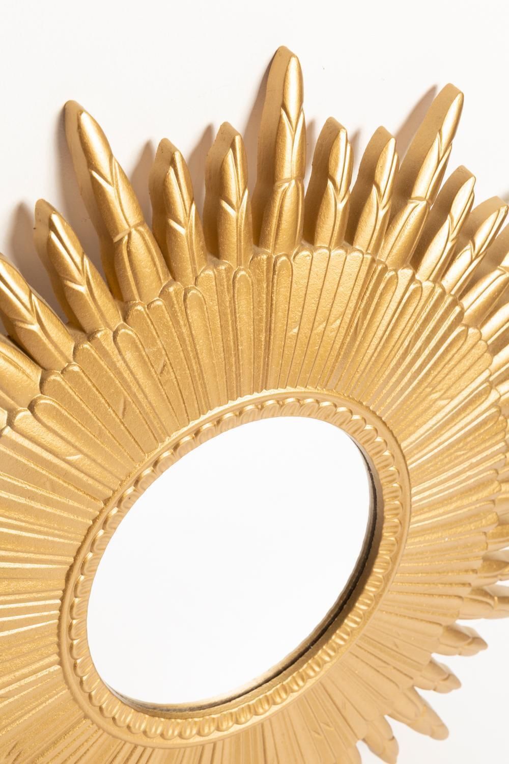 photo for sale 20th Century, Modern Gold Italian Big Sunburst Mirror, Giltwood, 1960s